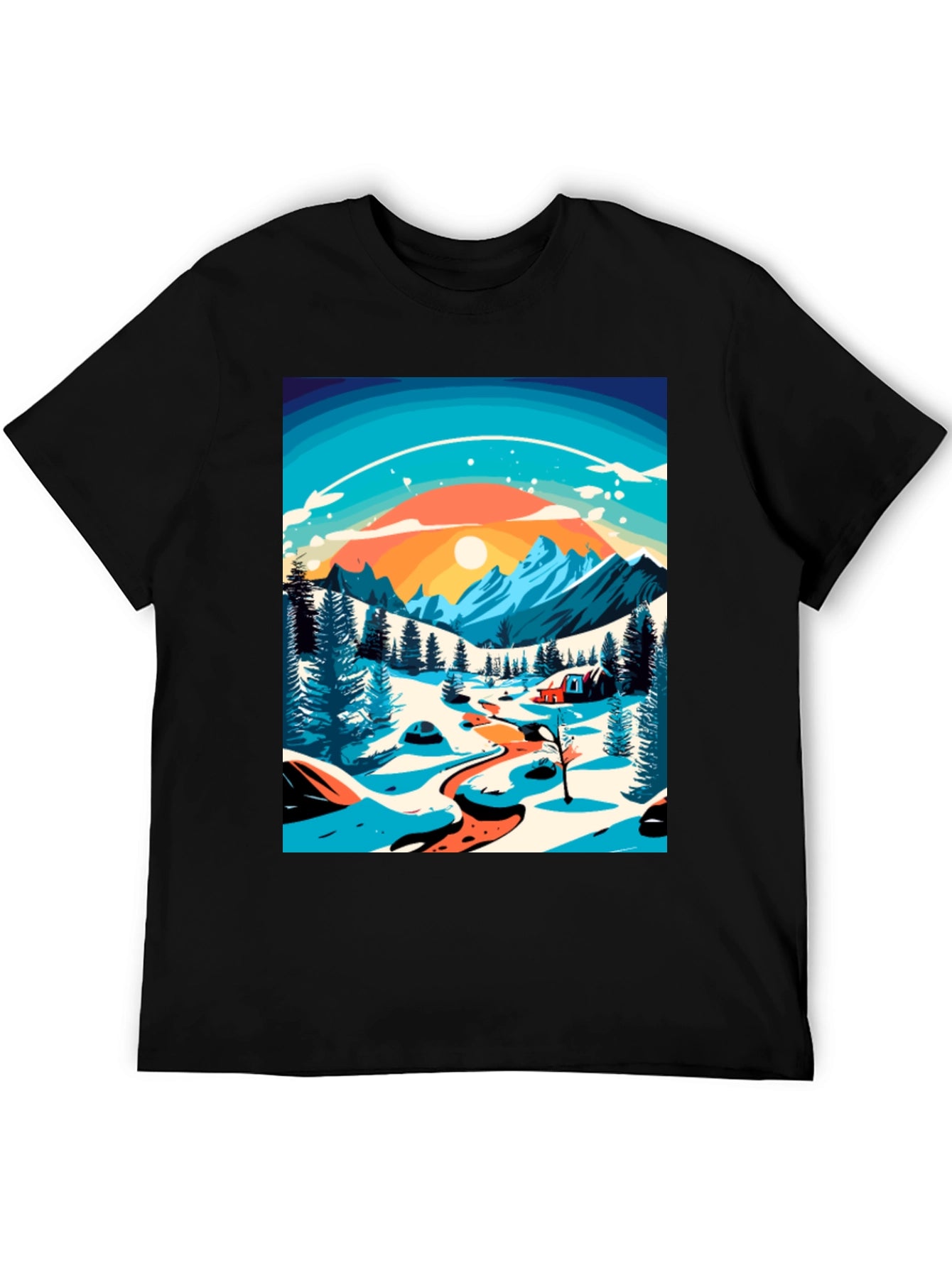 Winter Mountain Scene Graphic Tee