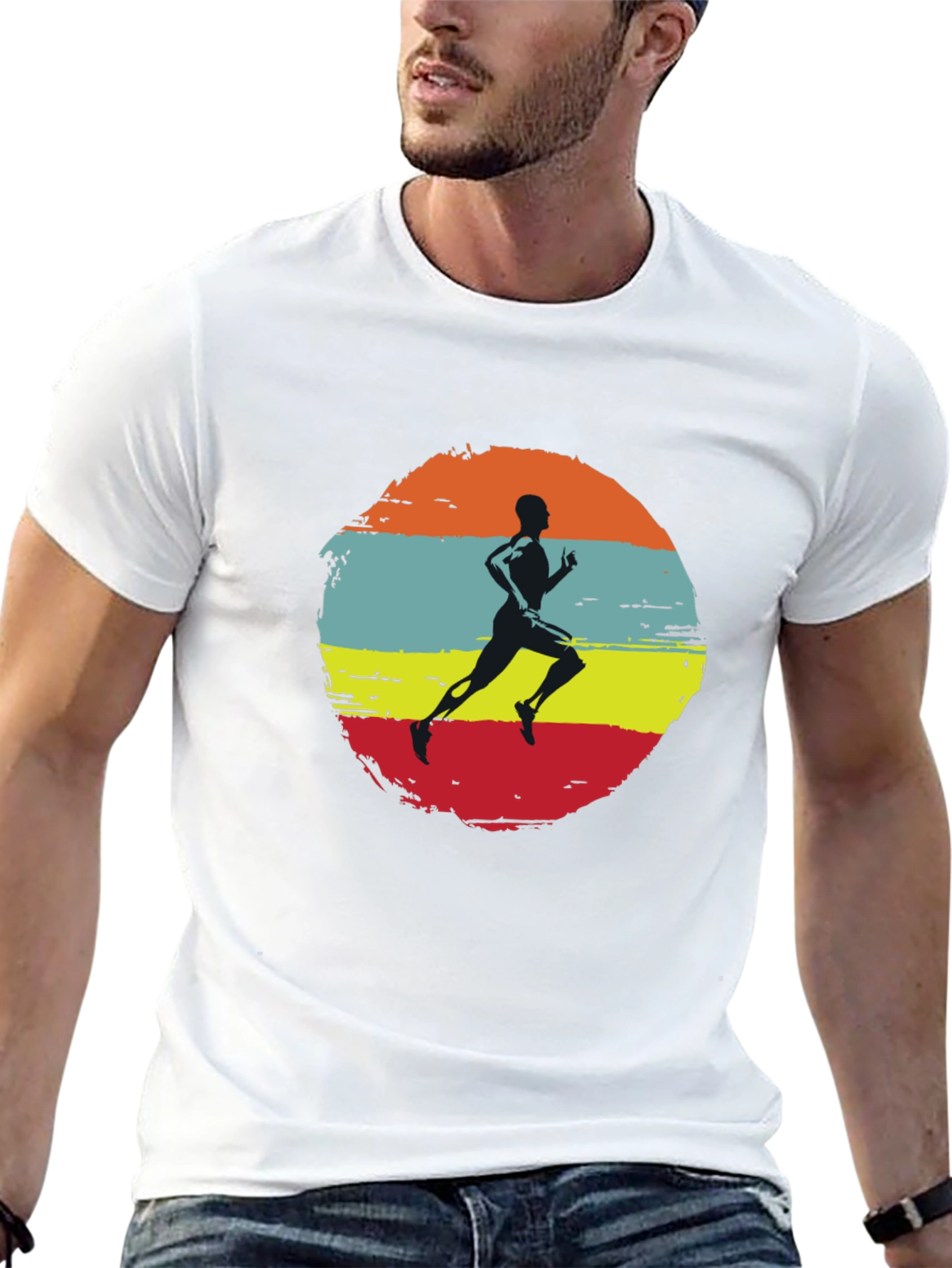 Retro Runner Graphic Tee - Black Cotton T-Shirt