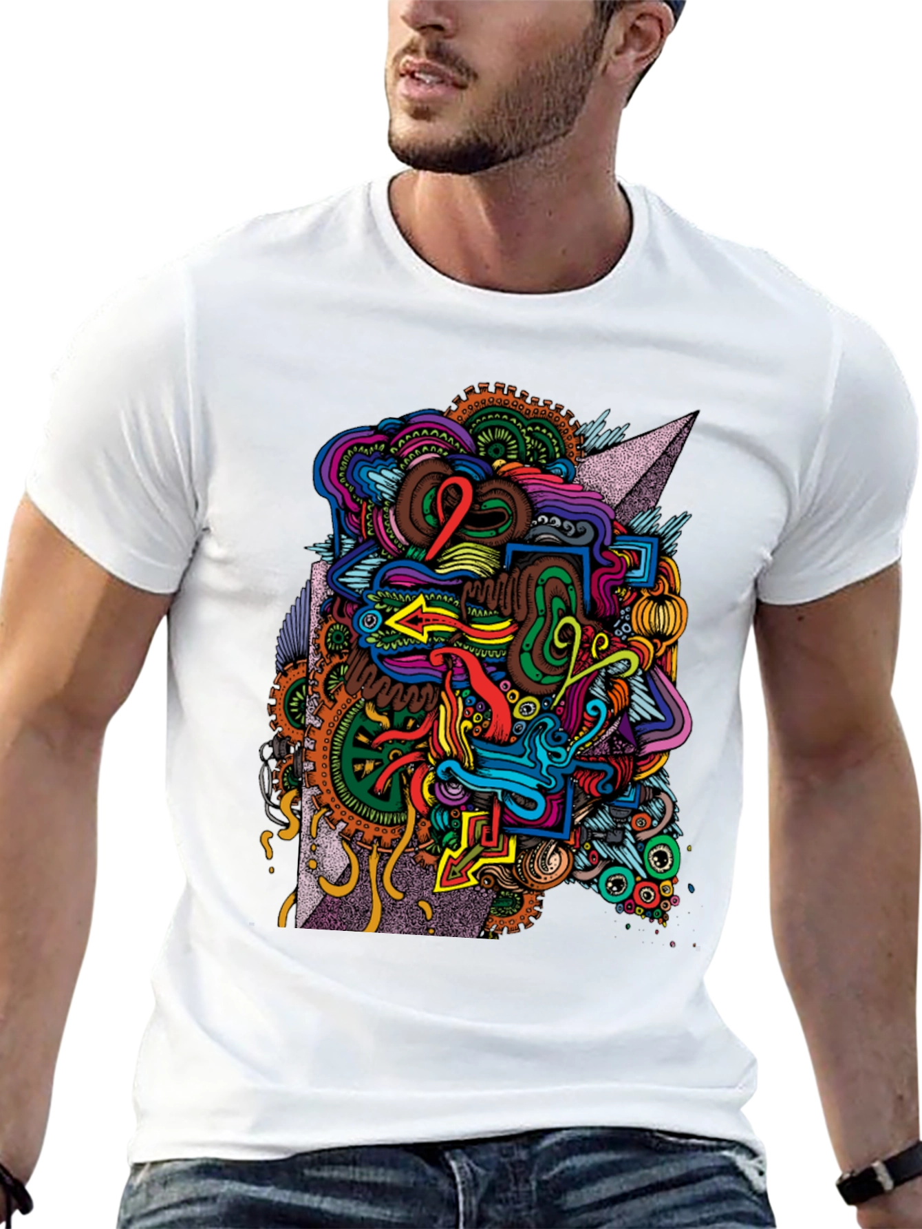 Abstract Graphic Print Black T-Shirt