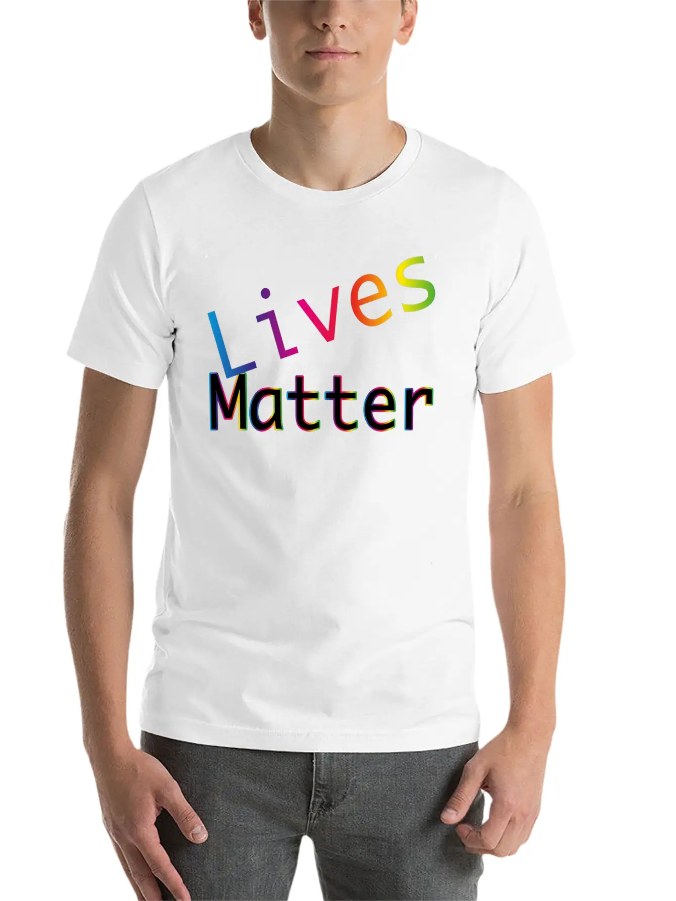 Rainbow Typography Lives Matter Lightweight Cotton T-Shirt – Daily Comfort Graphic Shirt
