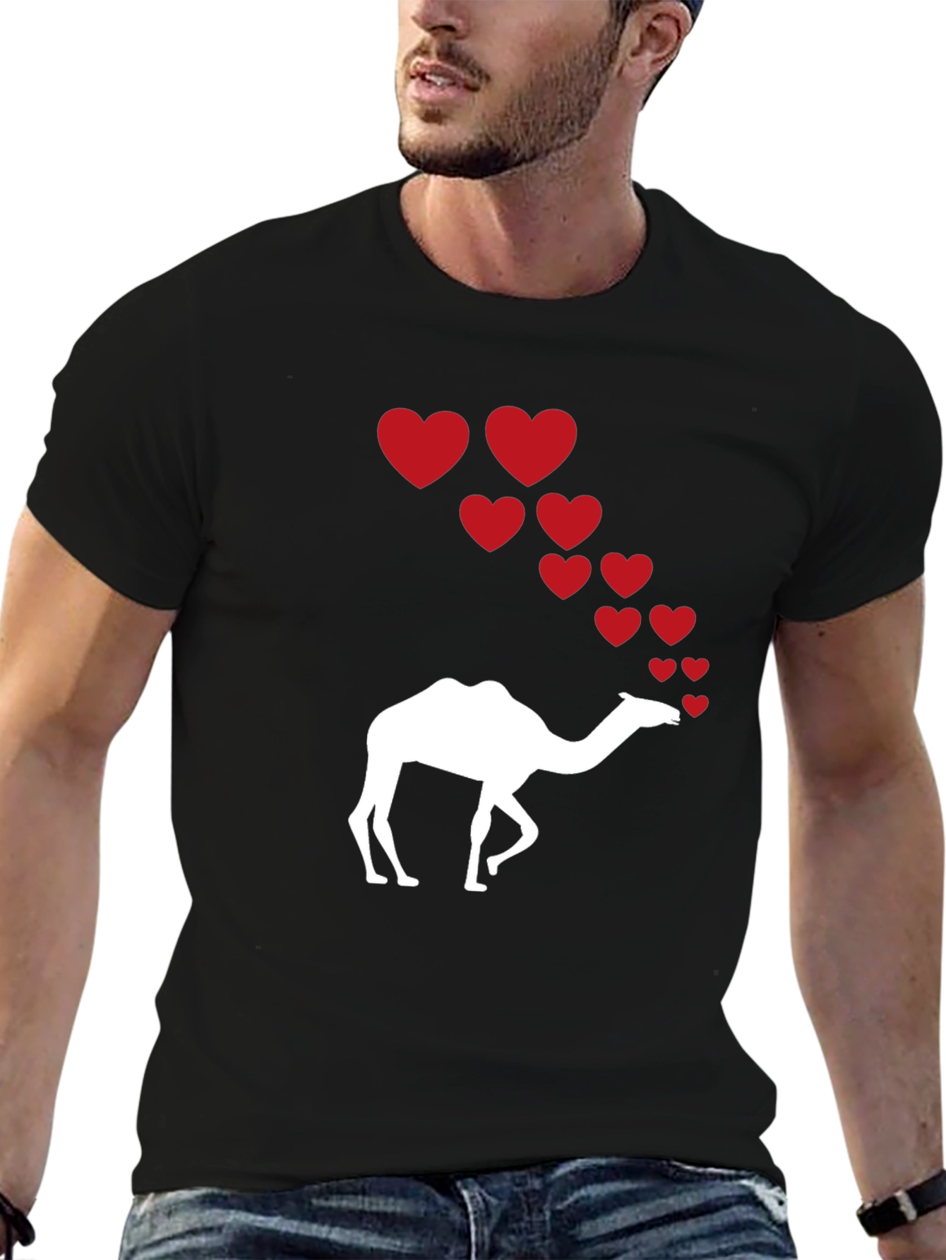 Camel Love T-Shirt - Black Cotton Graphic Tee