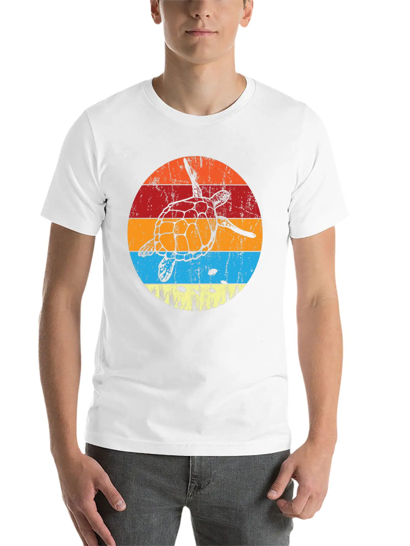Retro Sea Turtle For Turtle Lover Lightweight Cotton T-Shirt – Daily Comfort Graphic Shirt