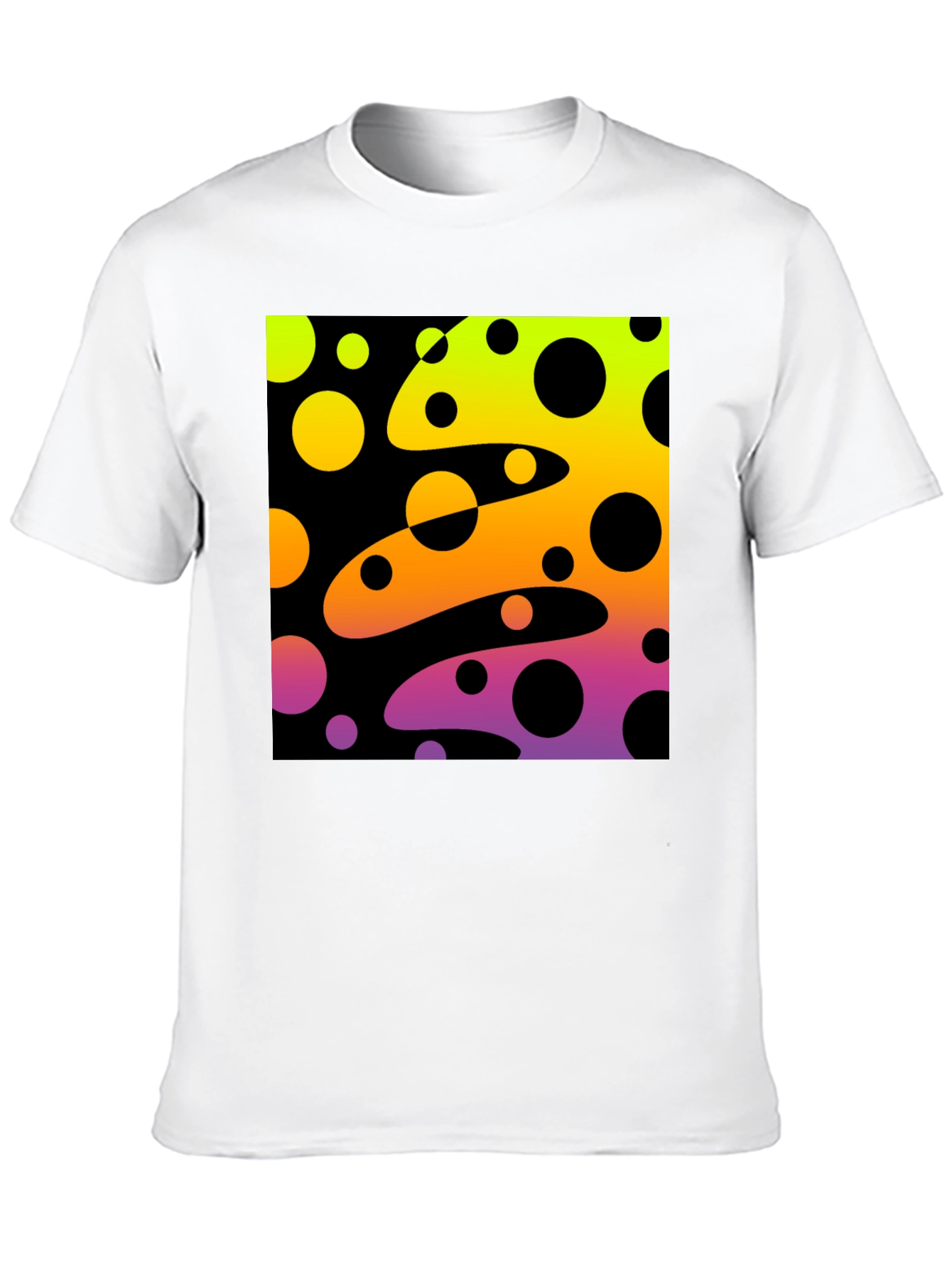 Vibrant Black T-Shirt with Abstract Retro Circle Design