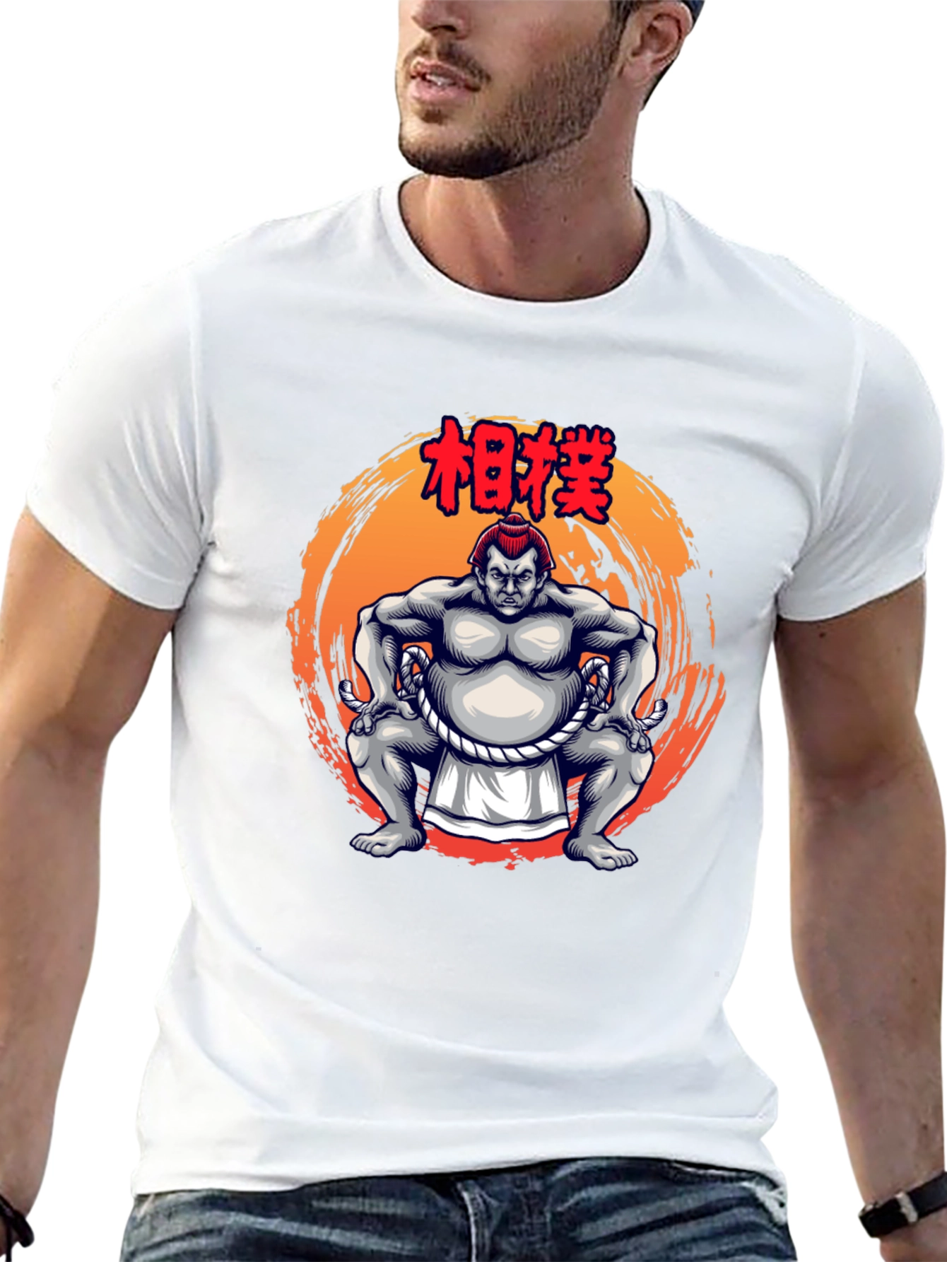 Sumo Wrestler Graphic Tee - Bold Black T-Shirt