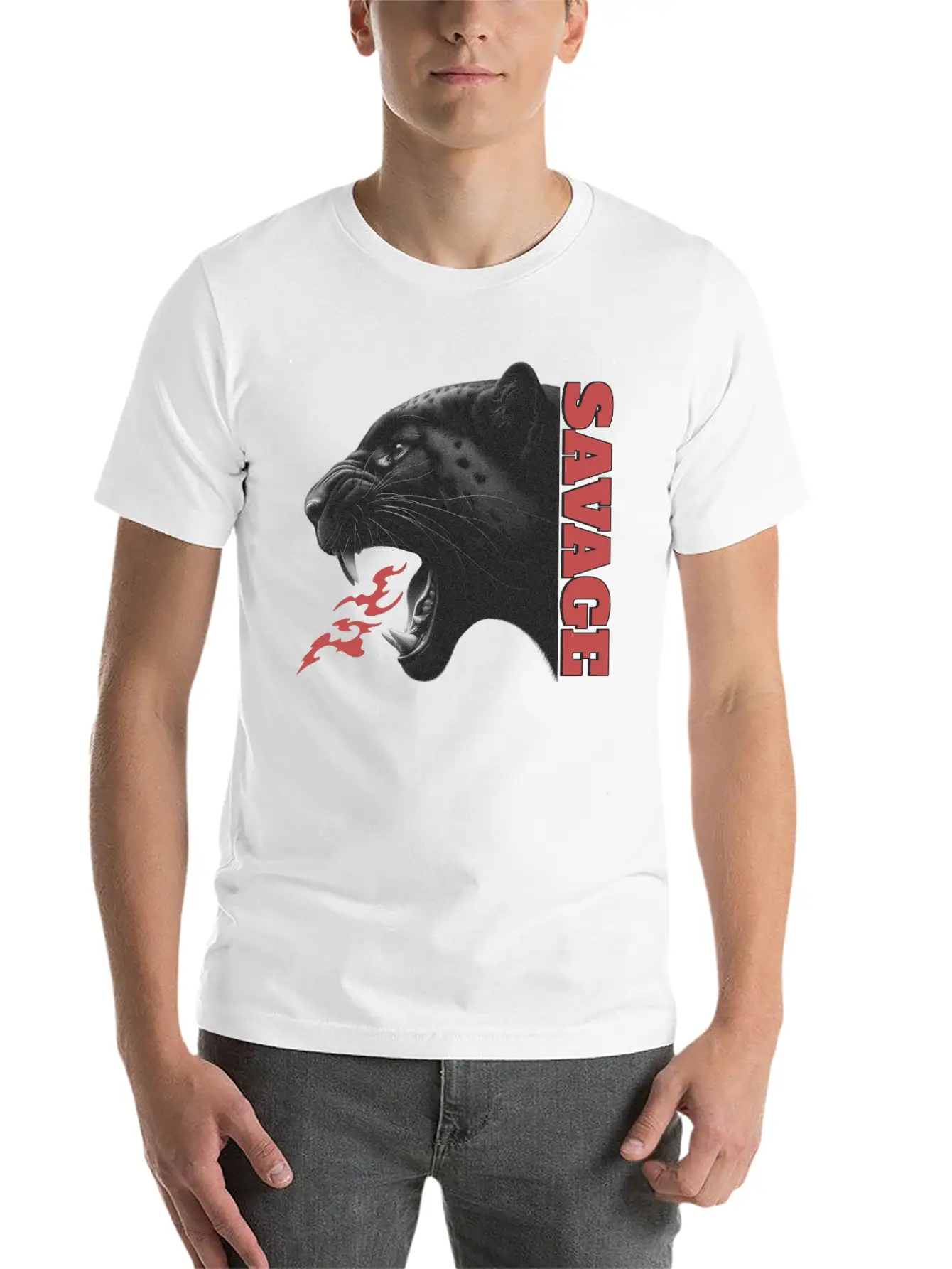 Savage Fierce Wild Black Panther Roar Lightweight Cotton T-Shirt – Daily Comfort Graphic Shirt