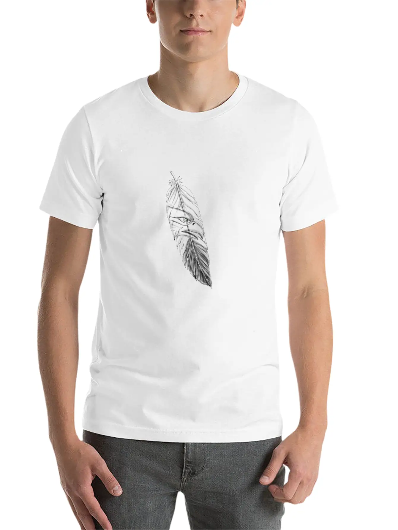 Sea Eagle Feather Tattoo Lightweight Cotton T-Shirt – Daily Comfort Graphic Shirt