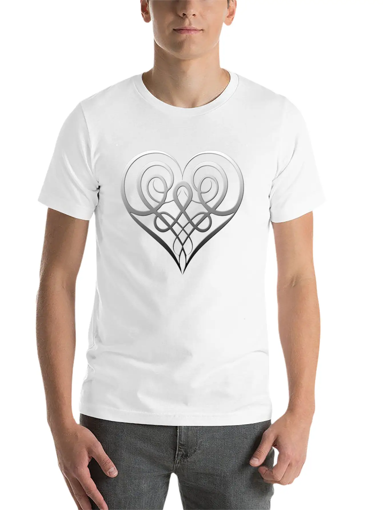 Silver Heart Lightweight Cotton T-Shirt – Daily Comfort Graphic Shirt