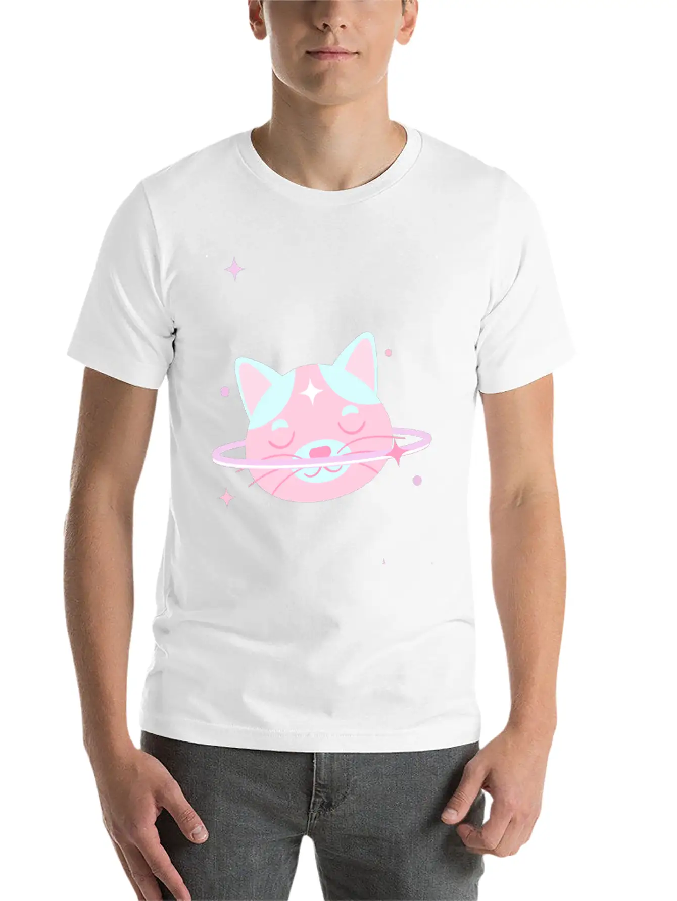 Space Cat Lightweight Cotton T-Shirt – Daily Comfort Graphic Shirt
