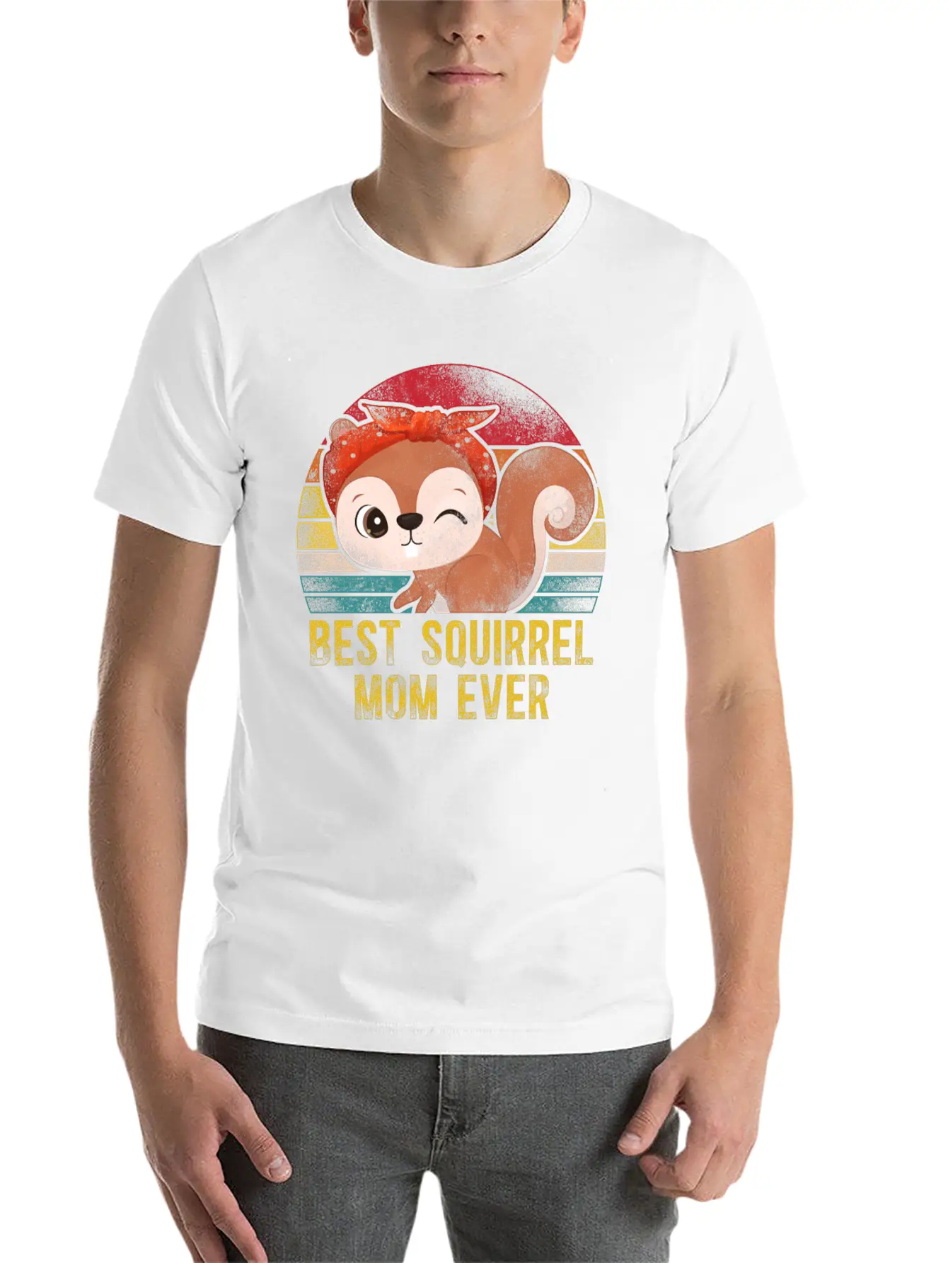 Squirrel Acorn Mom Mother Retro Lightweight Cotton T-Shirt – Daily Comfort Graphic Shirt