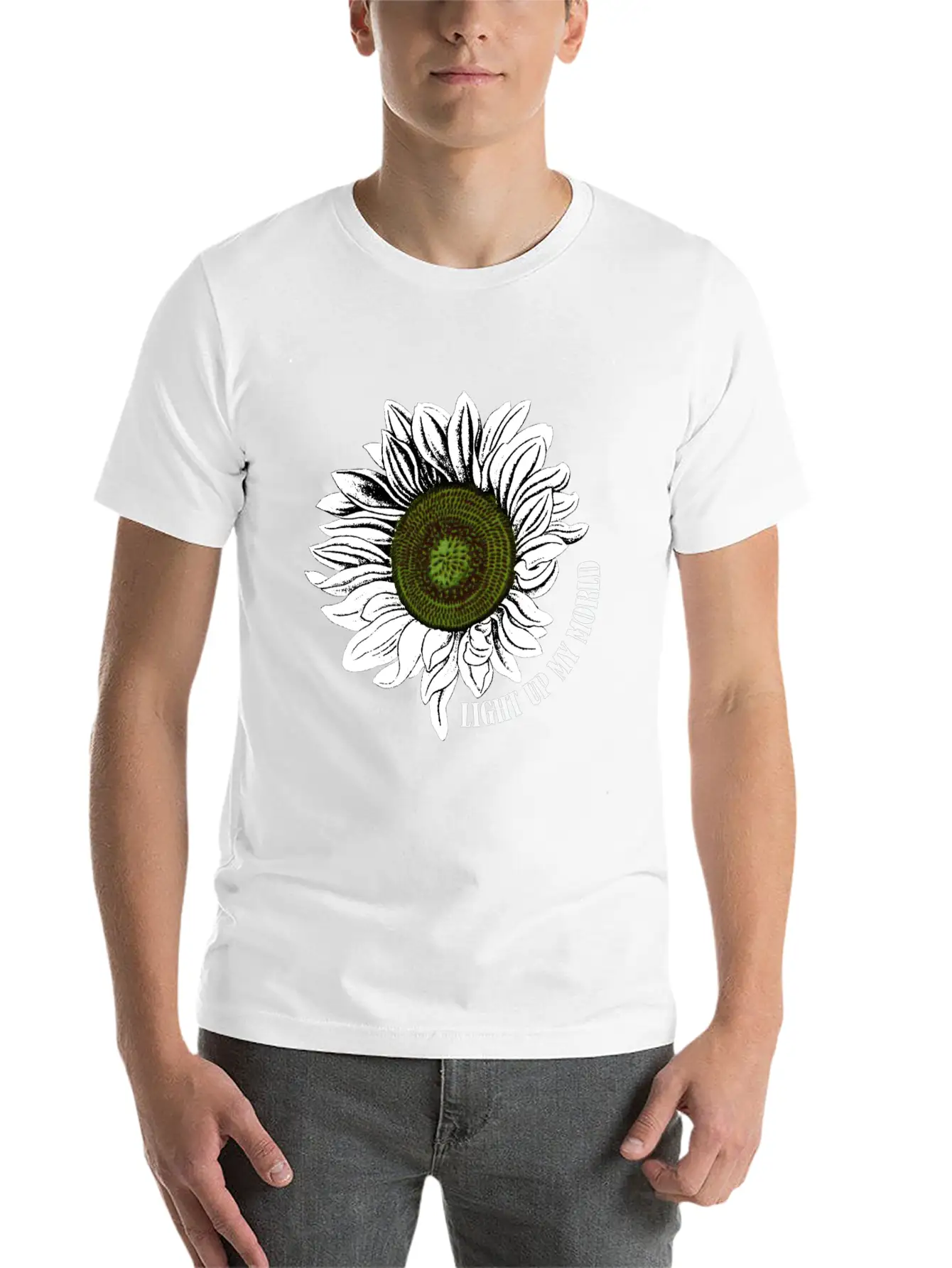 Sunflowers Light My World Art Lightweight Cotton T-Shirt – Daily Comfort Graphic Shirt