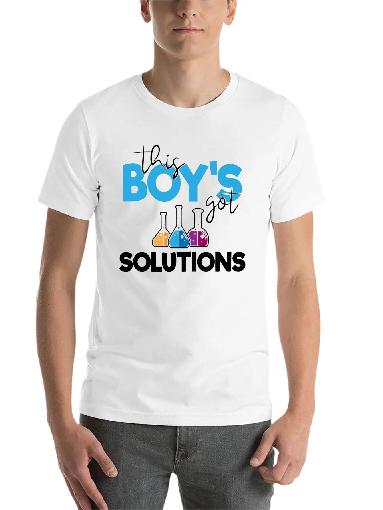 This Boys Got Solutions, Science, STEM, Education Lightweight Cotton T-Shirt – Daily Comfort Graphic Shirt
