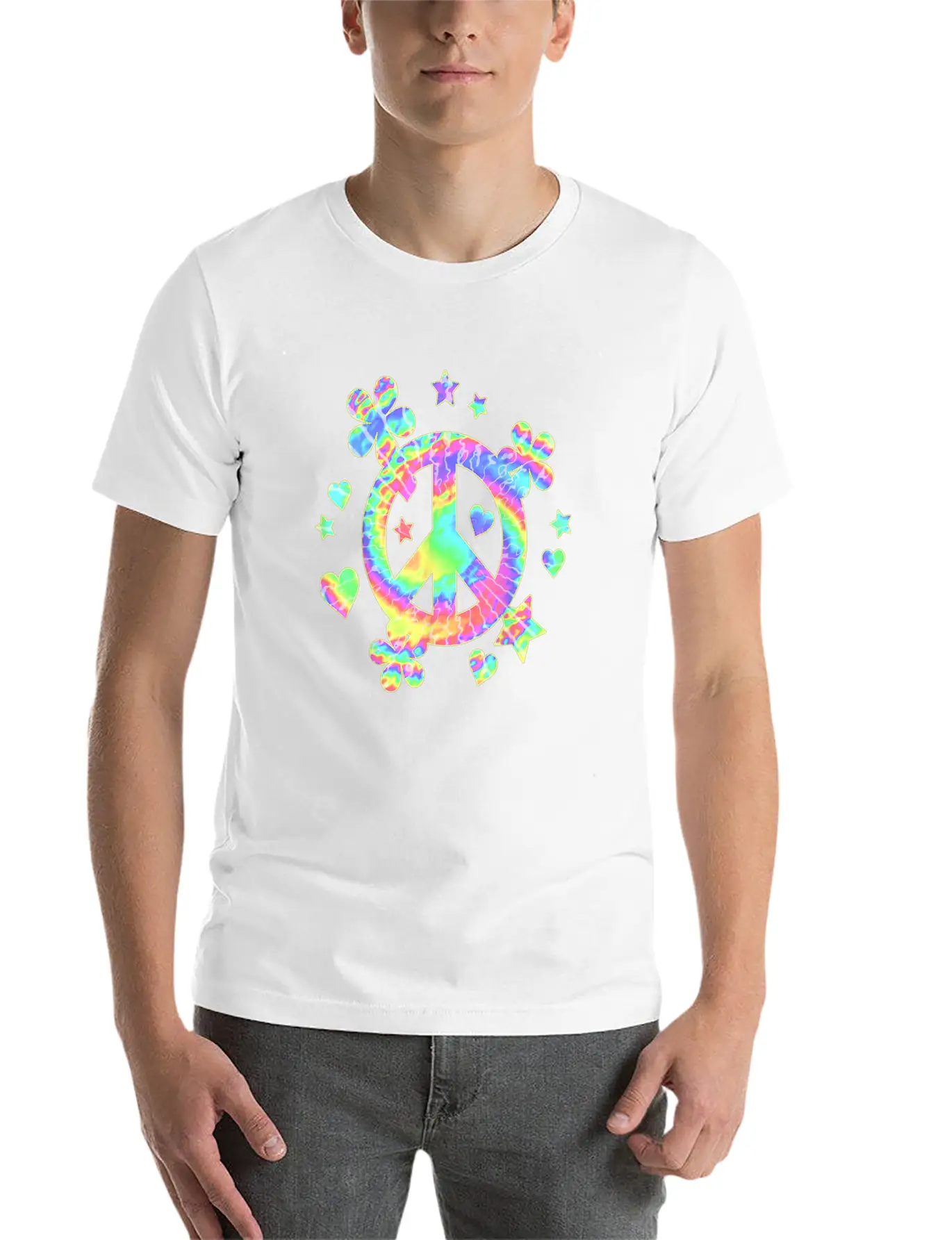 Tie Dye Peace Sign Cute Love Colorful Tye Dye Hipp Lightweight Cotton T-Shirt – Daily Comfort Graphic Shirt