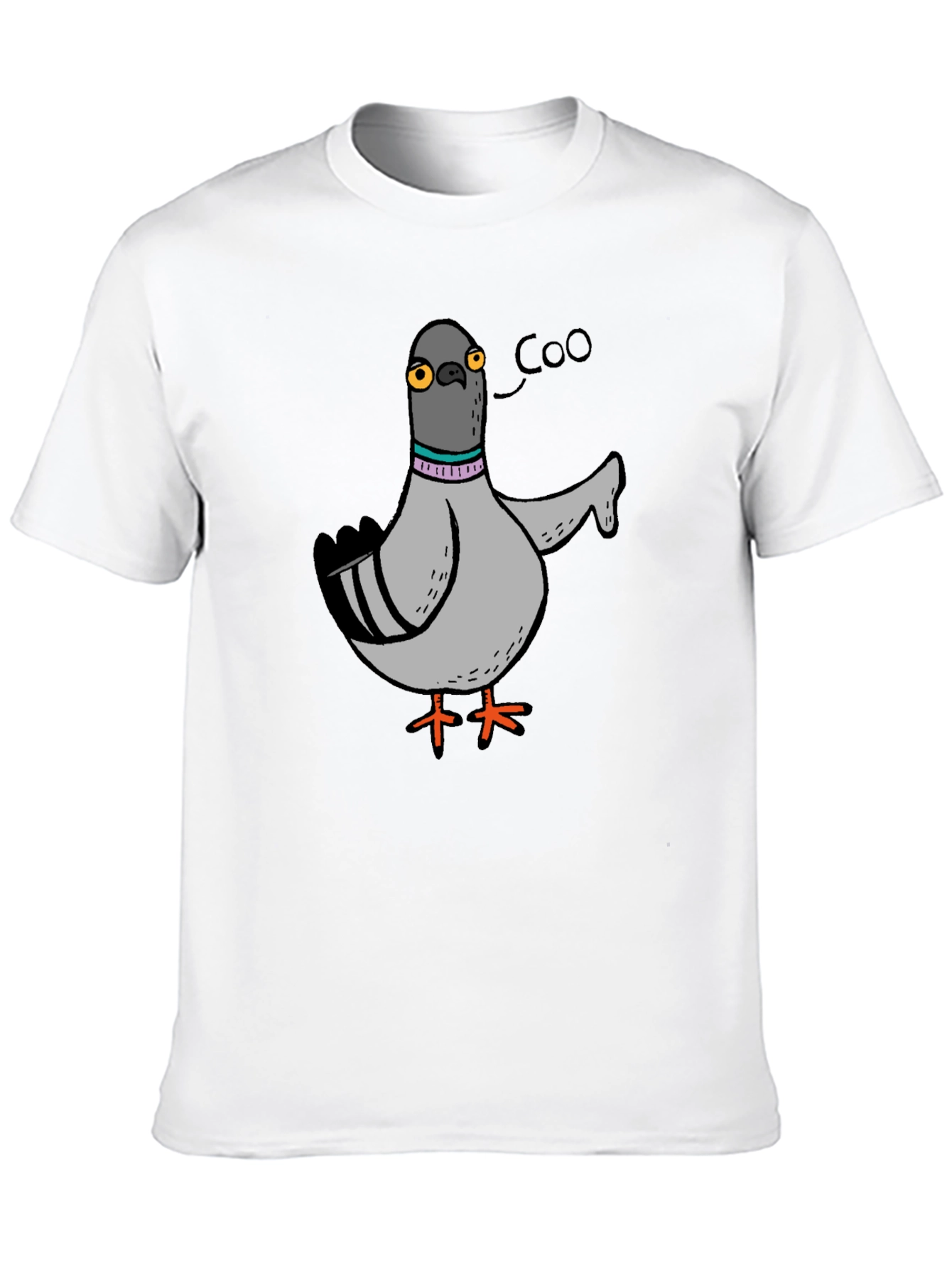 Cartoon Pigeon Coo T-Shirt - Black