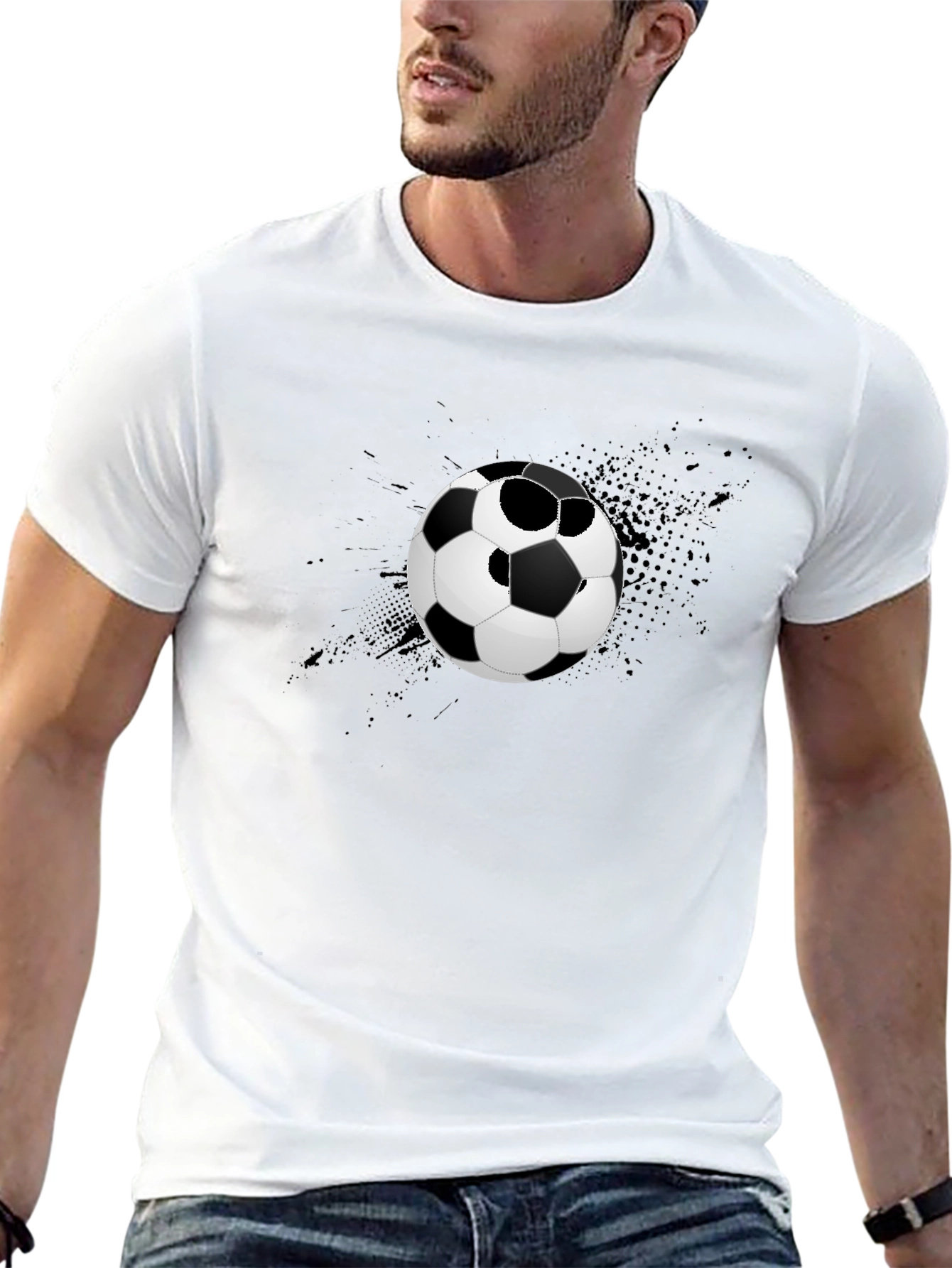 Soccer Ball Graphic T-Shirt - Stylish Black Tee