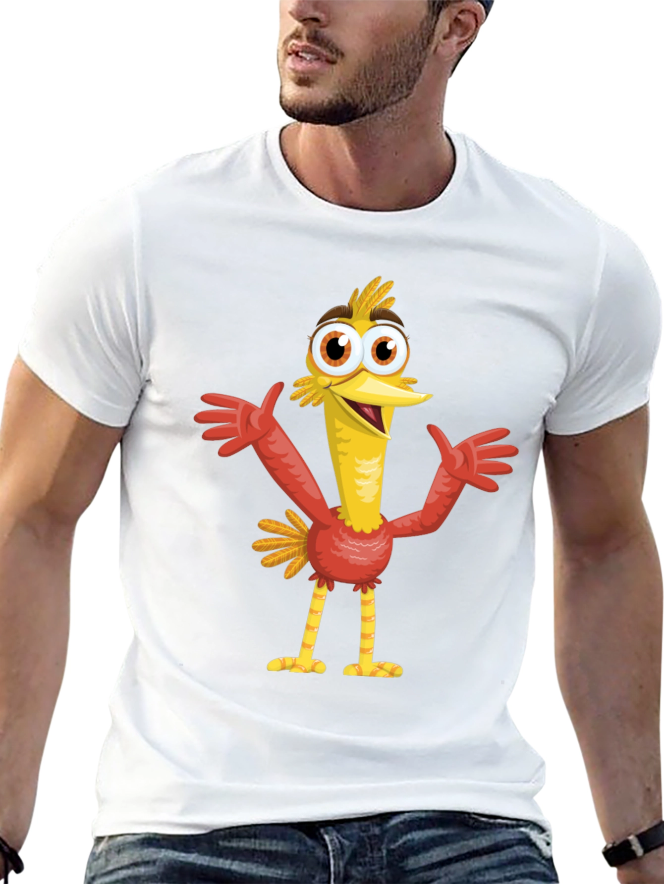 Cartoon Bird Graphic Black T-Shirt