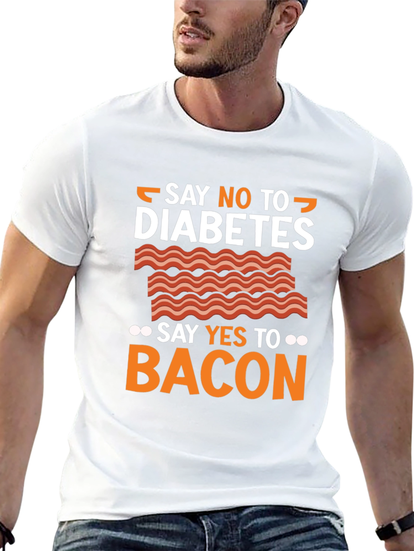 Say No To Diabetes Bacon Graphic T-Shirt