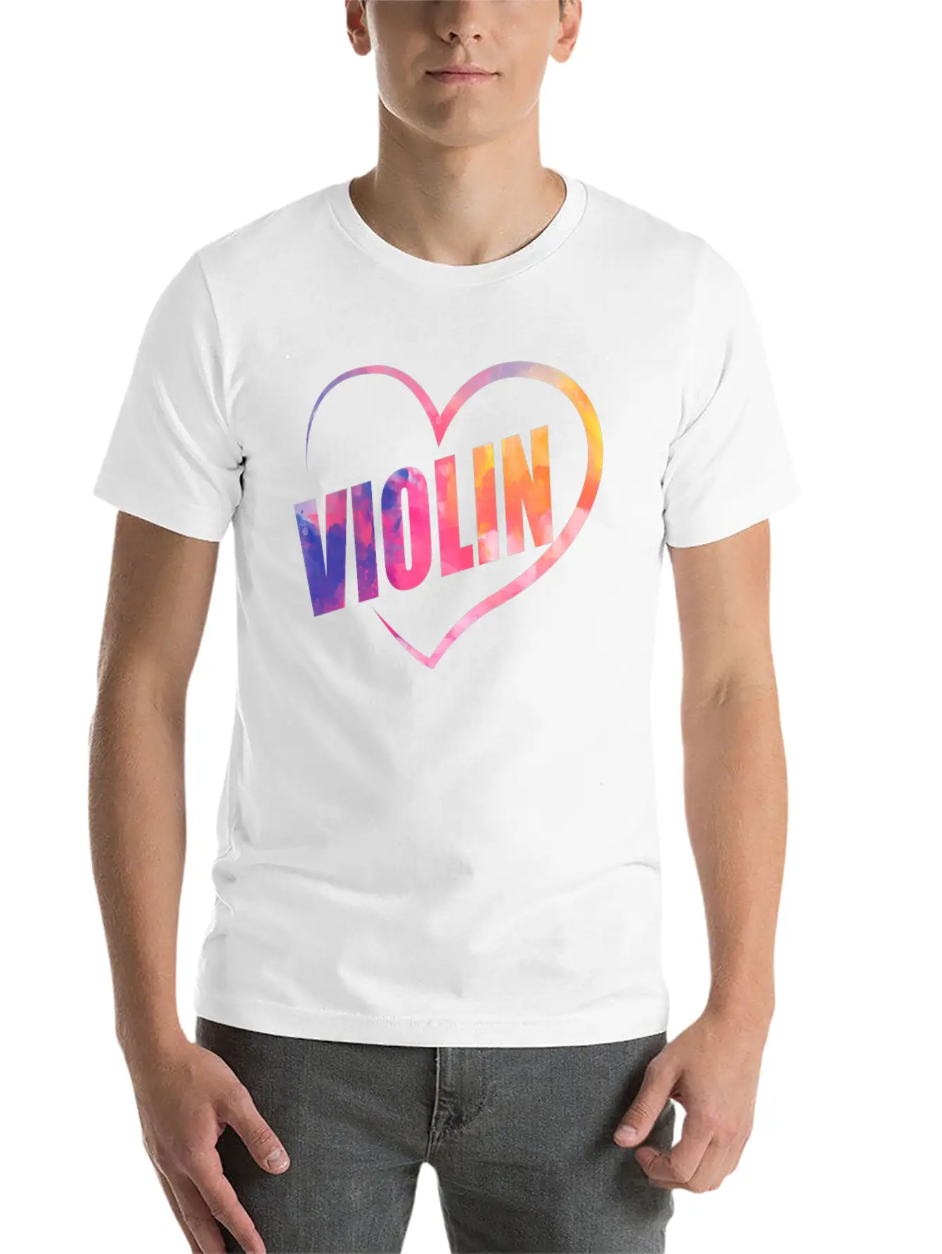 Violin Violinist Heart Watercolor Lightweight Cotton T-Shirt – Daily Comfort Graphic Shirt