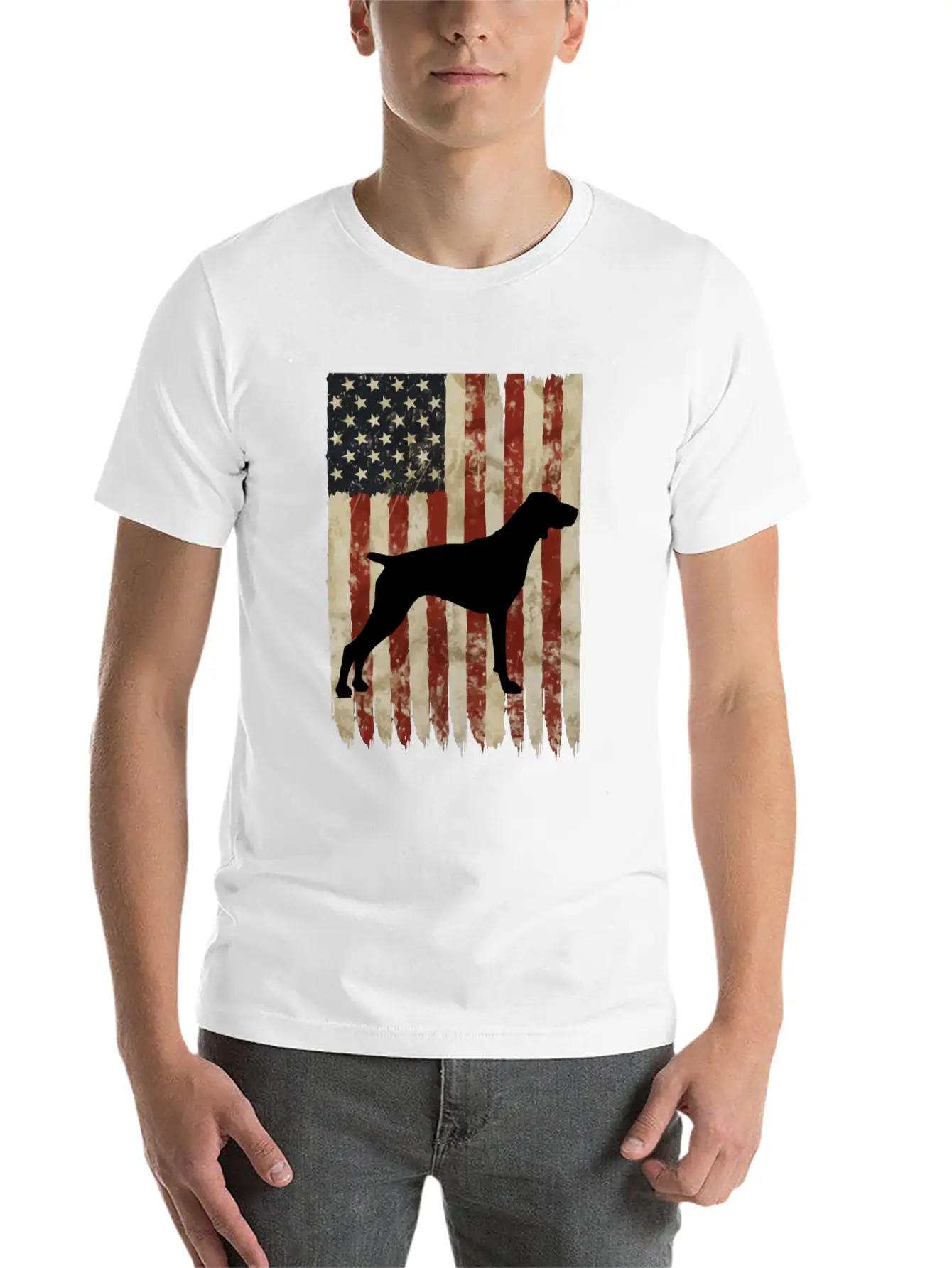 Vizsla Usa Flag Patriotic Dog Owner Gift Lightweight Cotton T-Shirt – Daily Comfort Graphic Shirt