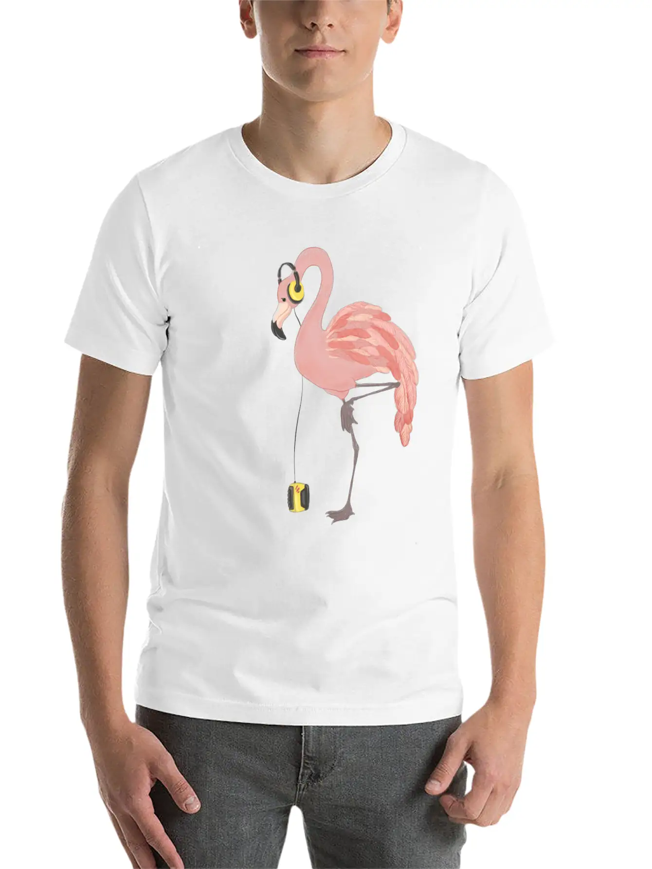 Walkman Flamingo Lightweight Cotton T-Shirt – Daily Comfort Graphic Shirt