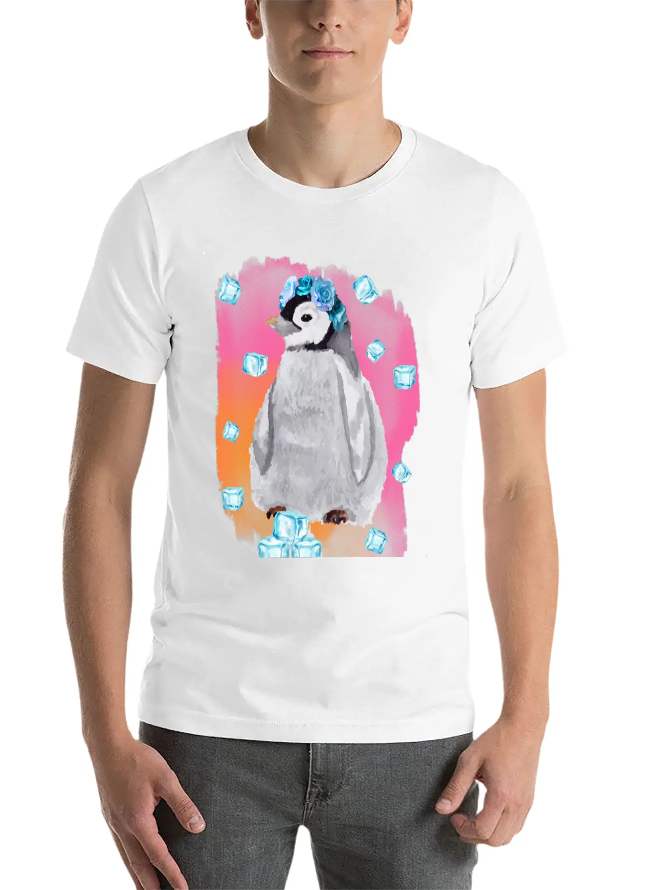 Watercolor Penguin Lightweight Cotton T-Shirt – Daily Comfort Graphic Shirt