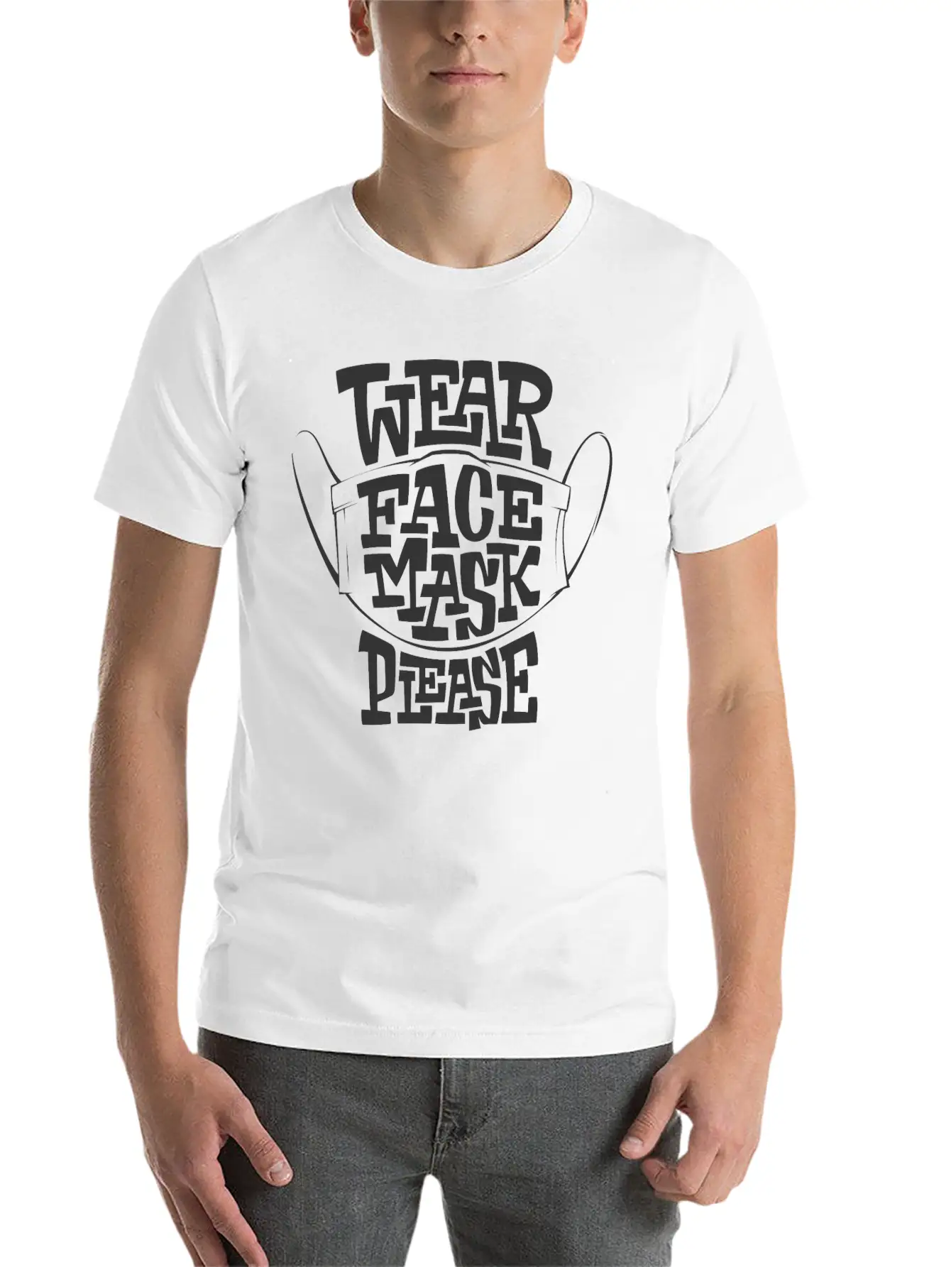 Wear Face Mask Please. Lightweight Cotton T-Shirt – Daily Comfort Graphic Shirt