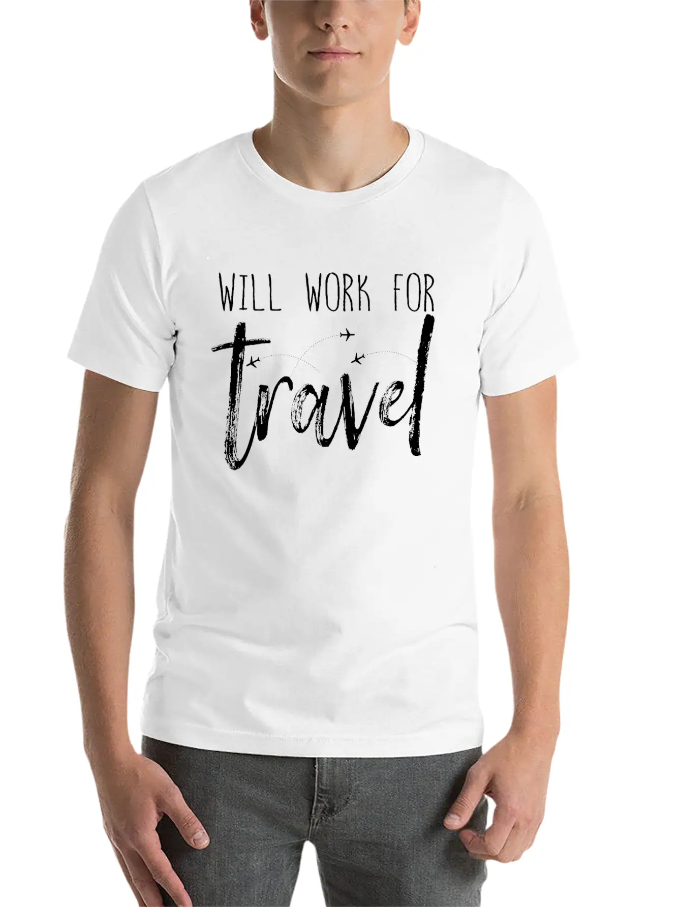 Will Work For Traveler Gift World Travel Lightweight Cotton T-Shirt – Daily Comfort Graphic Shirt