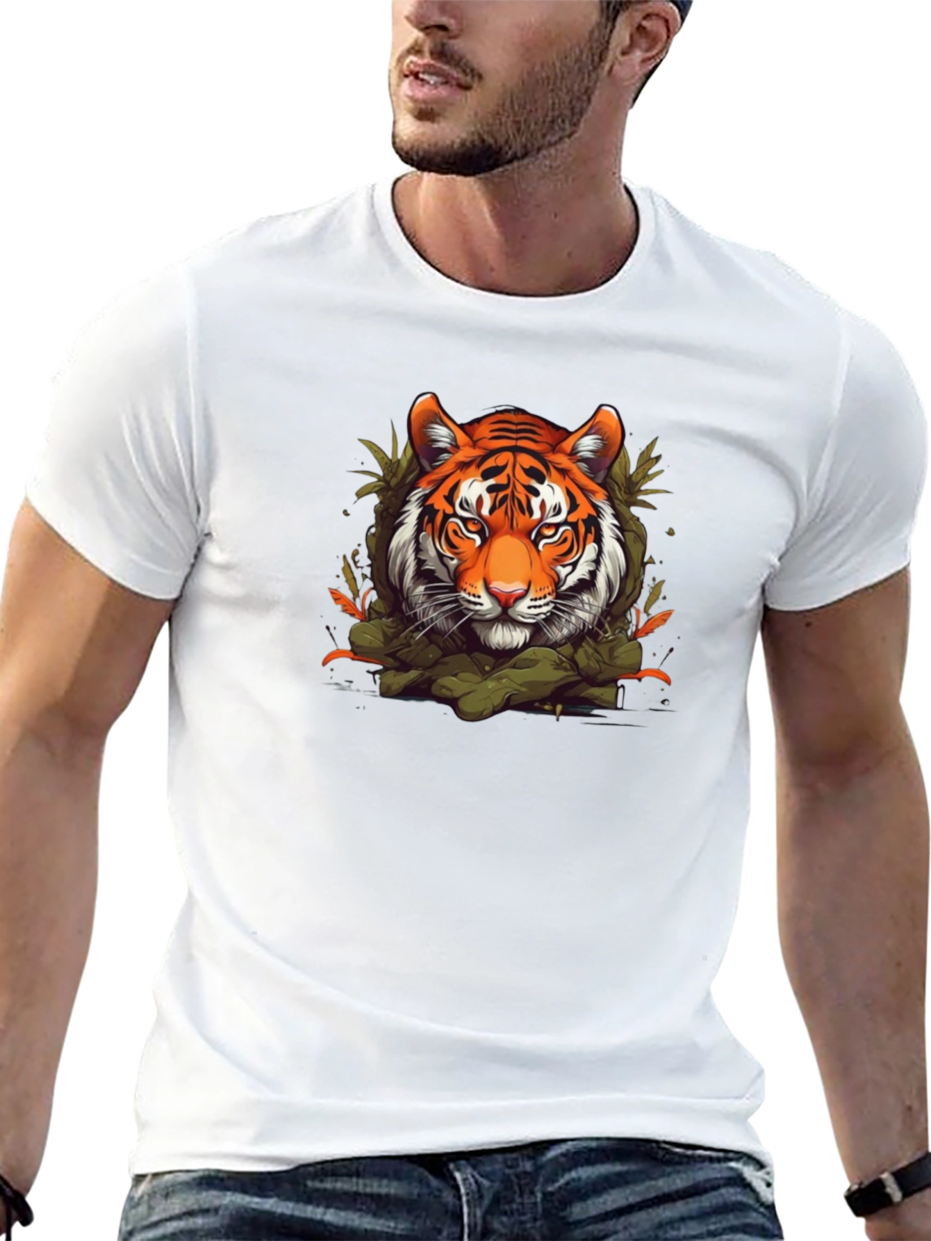 Tiger Graphic Print Black T-Shirt