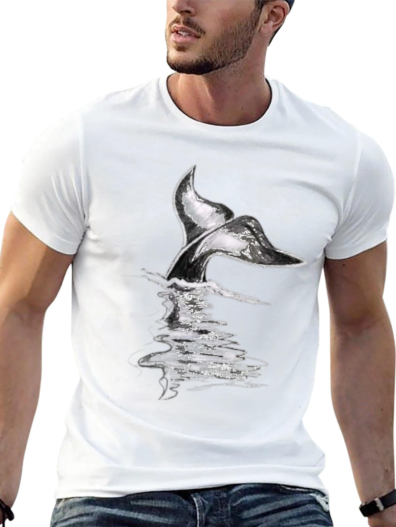Whale Tail Graphic Tee - Black