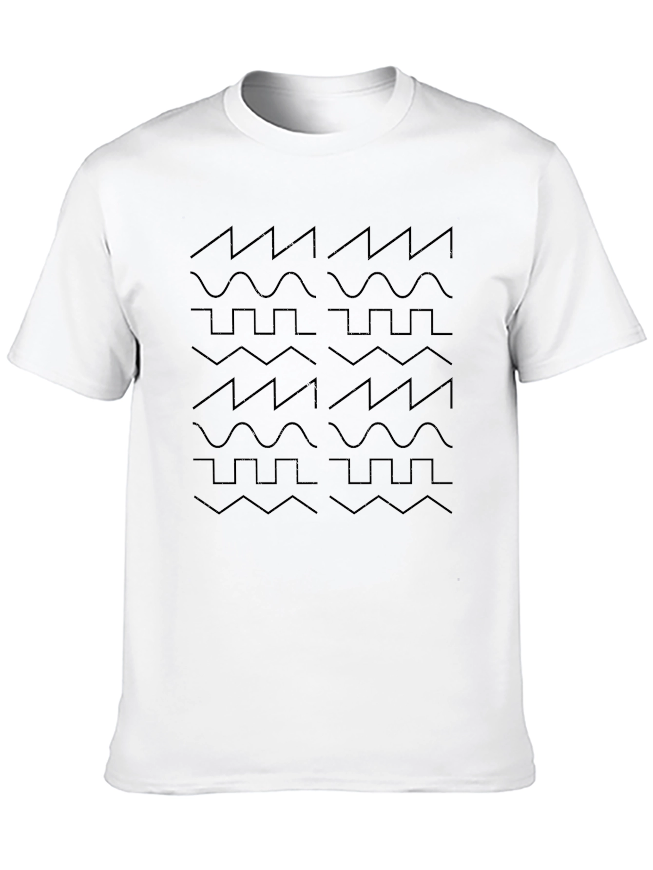 Synth Waveform Pattern Black T-Shirt