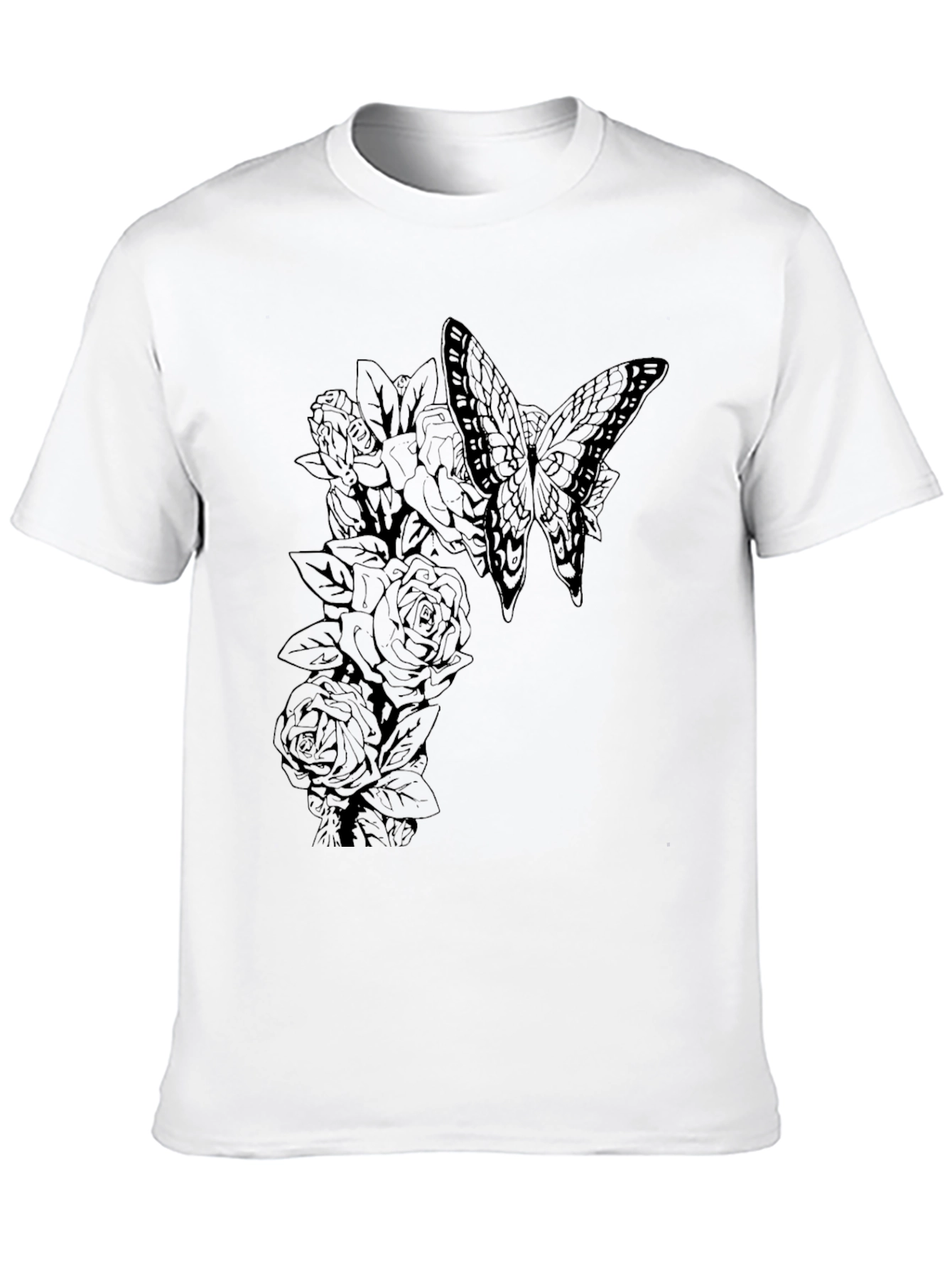 Butterfly & Roses Graphic Black Tee