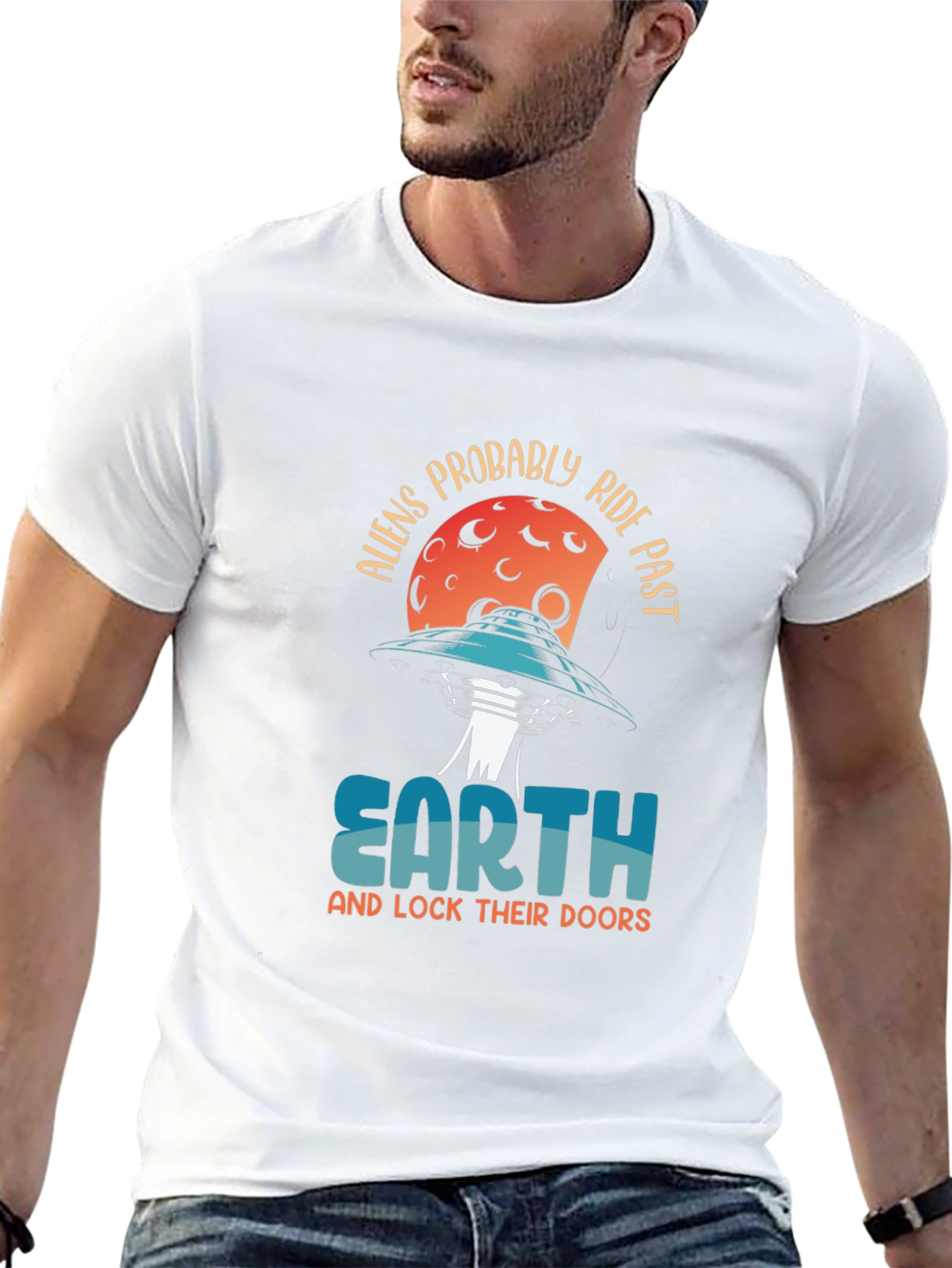 Aliens Probably Ride Past Earth Black Graphic Tee