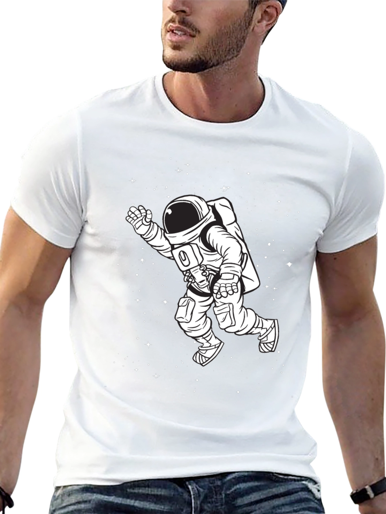 Astronaut in Space Black T-Shirt