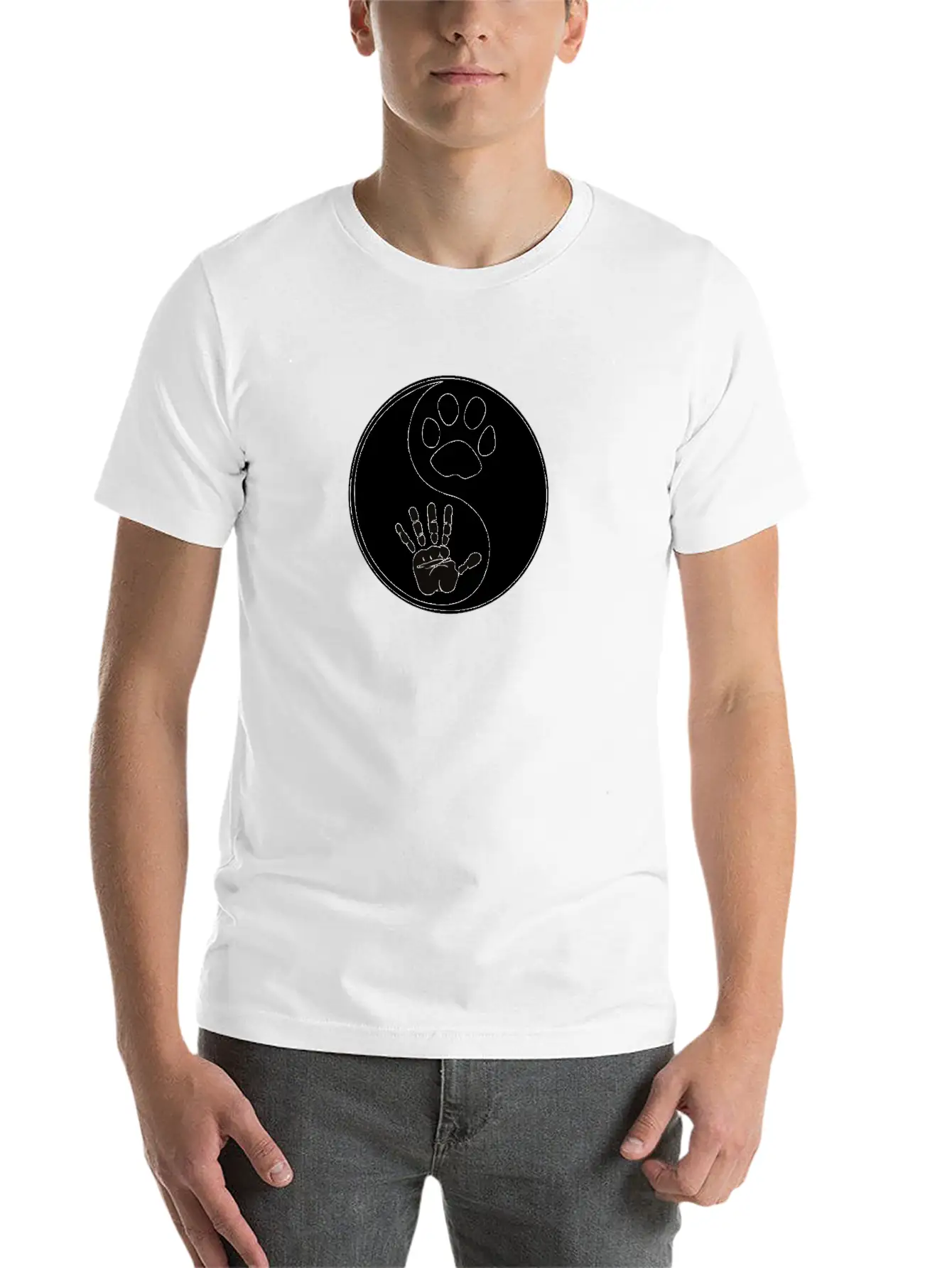 Yin Yang Dog Harmony Lightweight Cotton T-Shirt – Daily Comfort Graphic Shirt