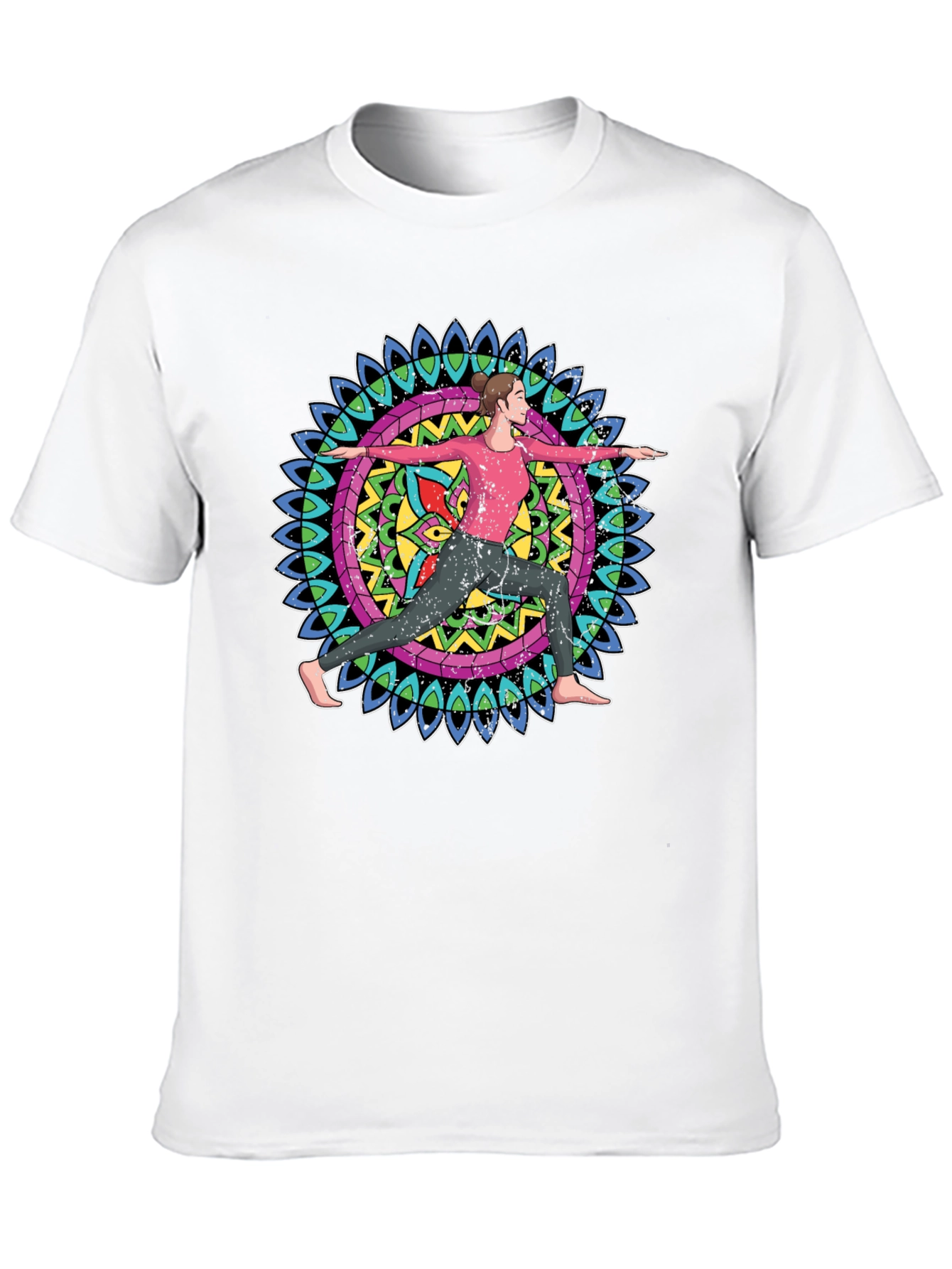 Yoga Mandala Graphic Tee - Black Cotton Blend