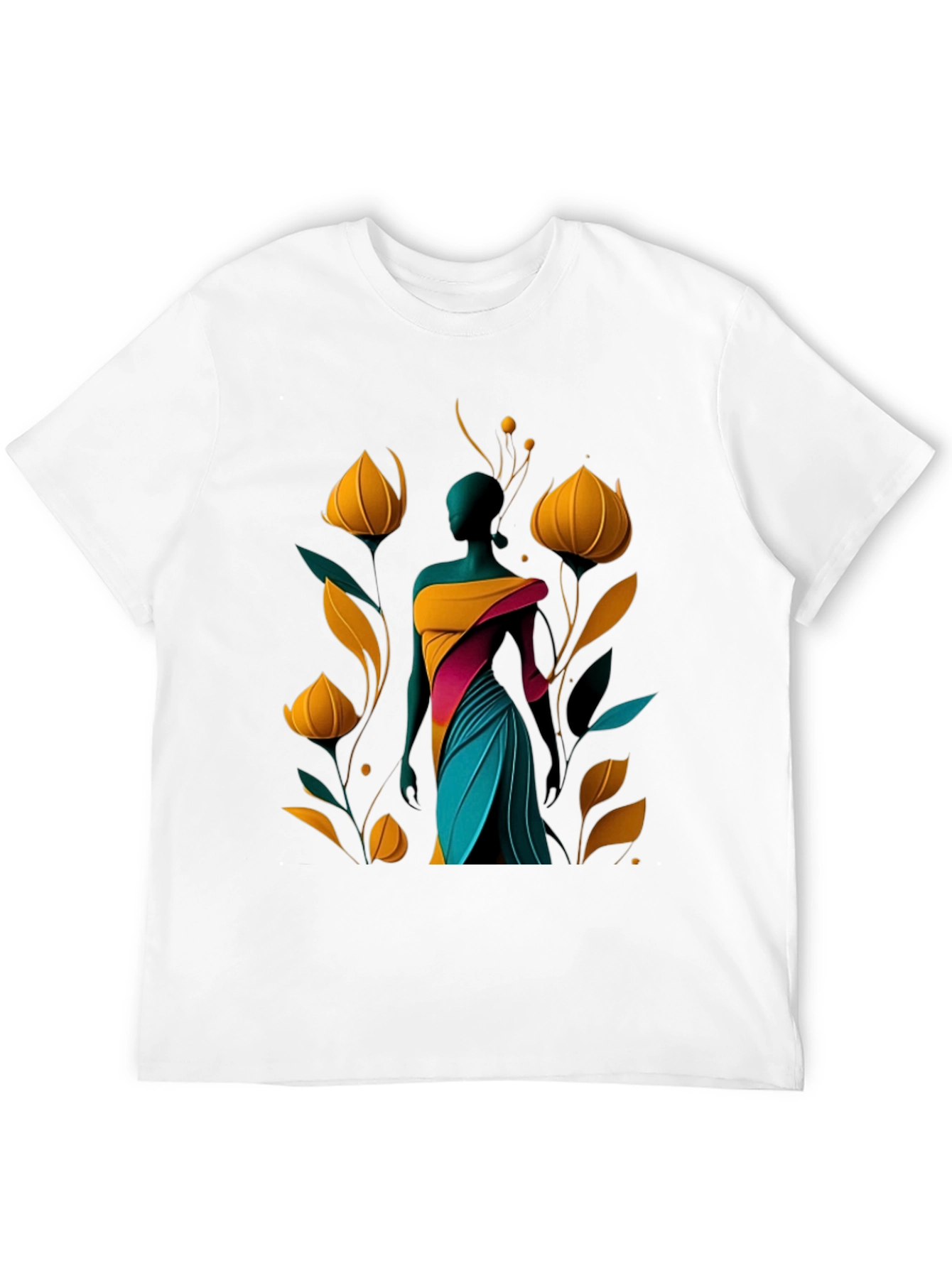 Abstract Floral Design Black T-Shirt