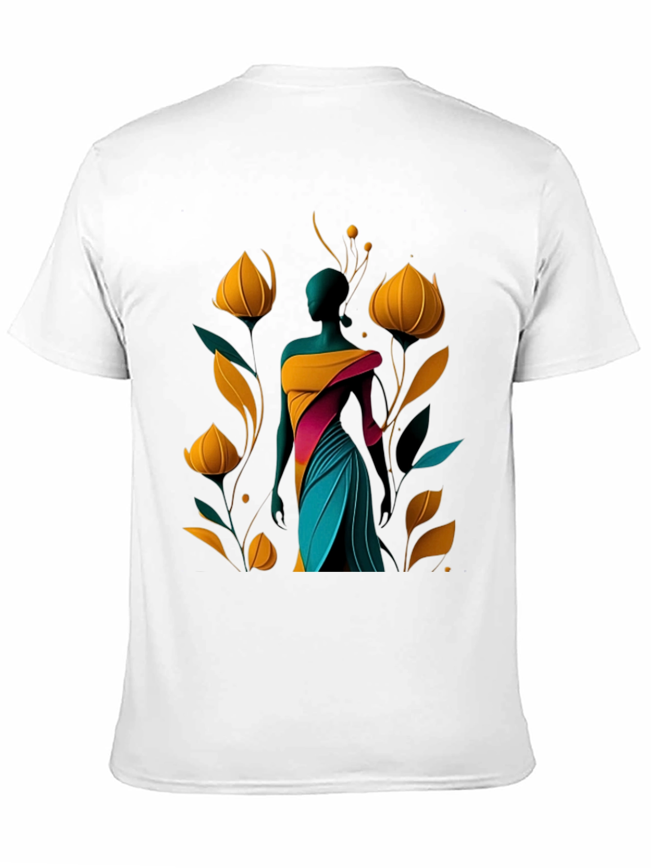 Abstract Floral Design Black T-Shirt