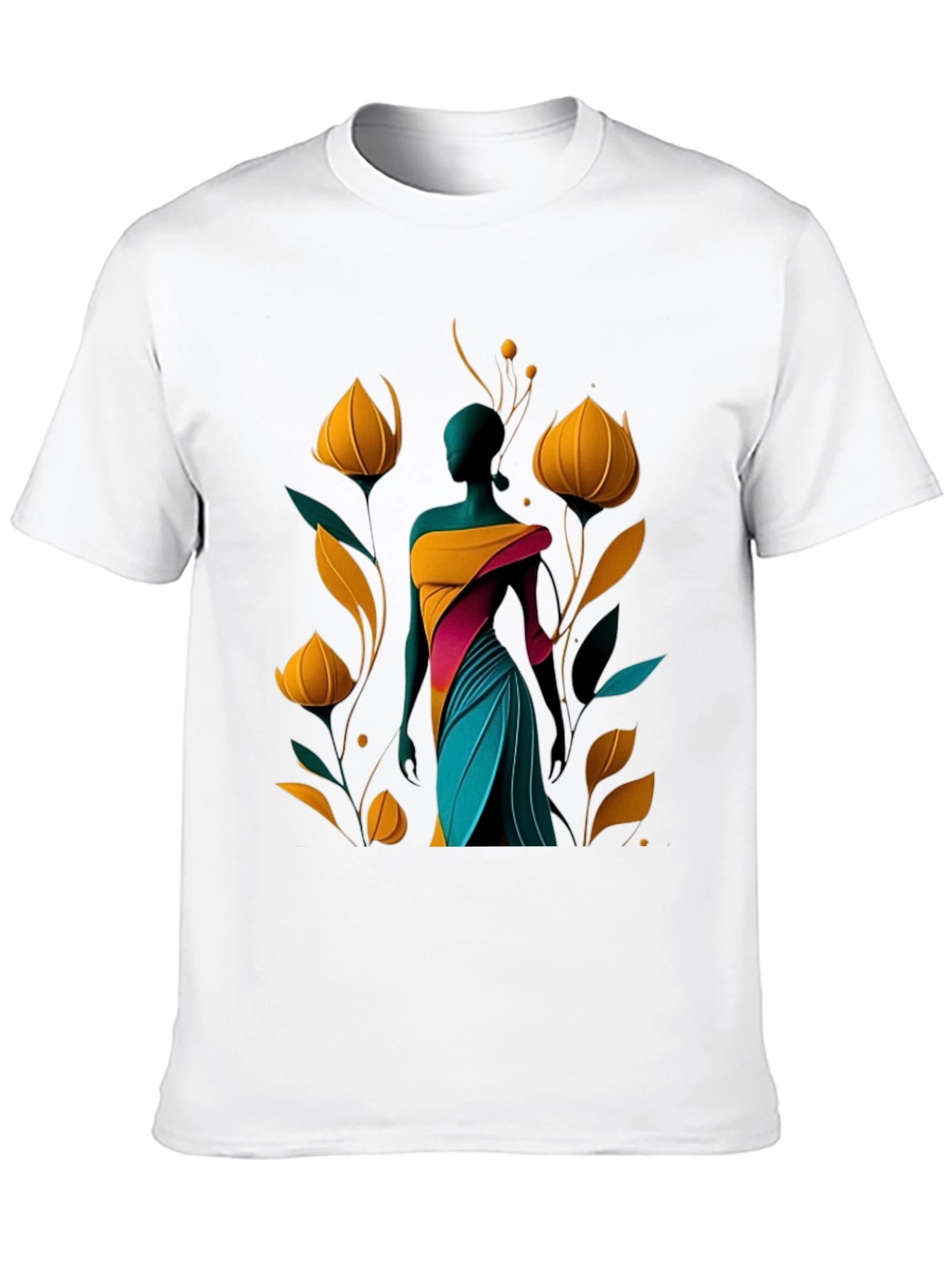 Abstract Floral Design Black T-Shirt