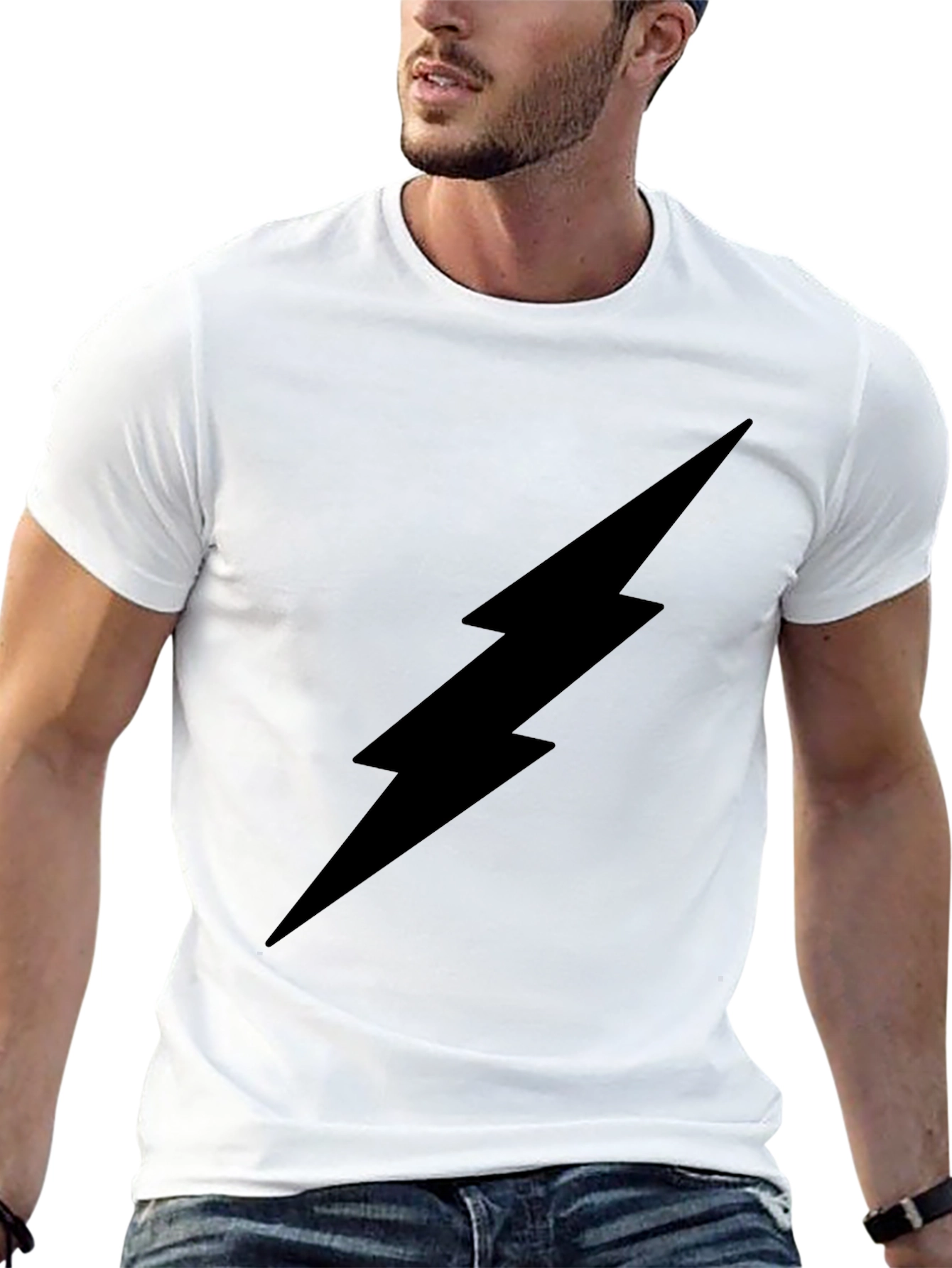 Black Lightning Bolt Graphic T-Shirt