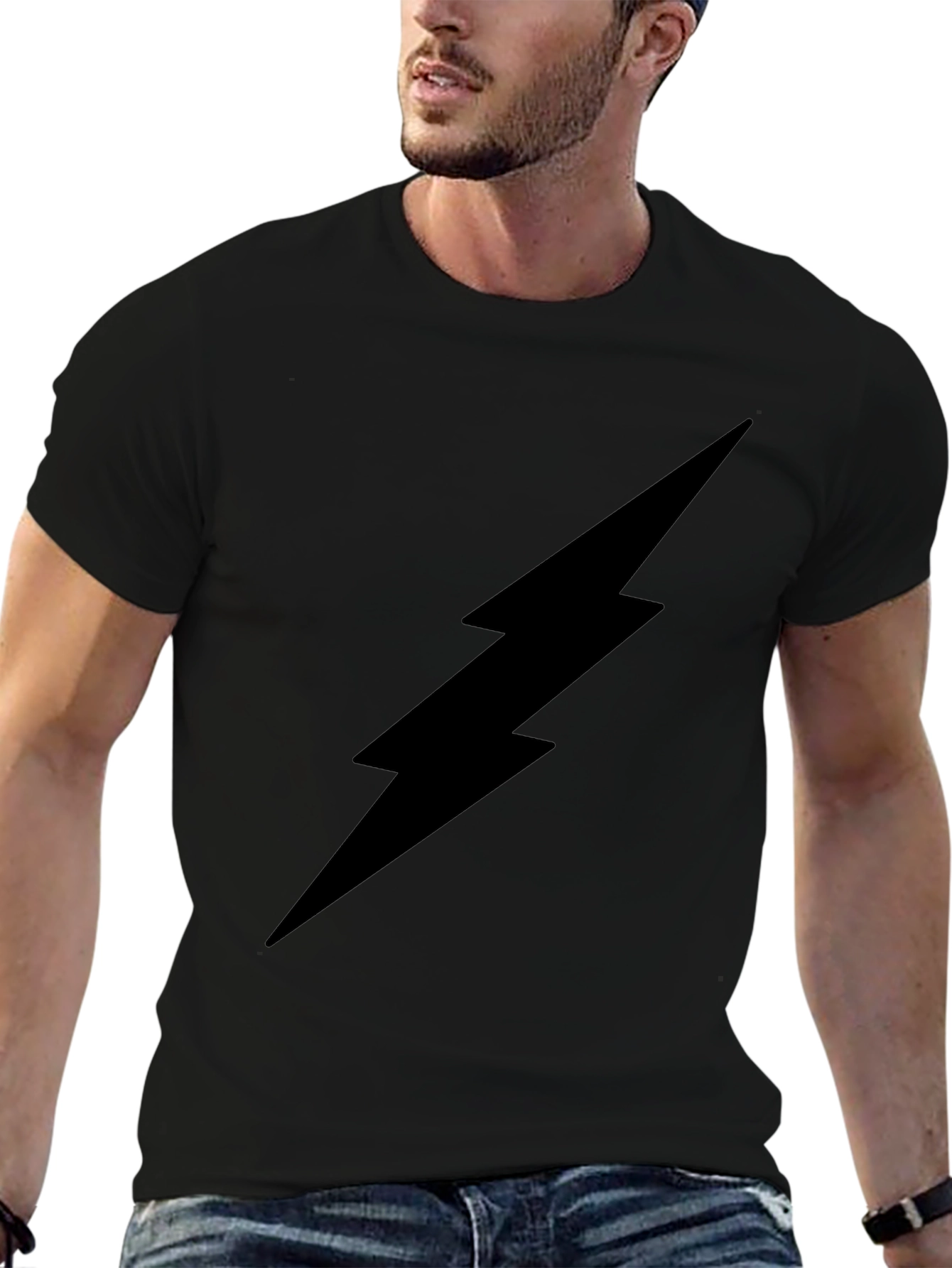 Black Lightning Bolt Graphic T-Shirt