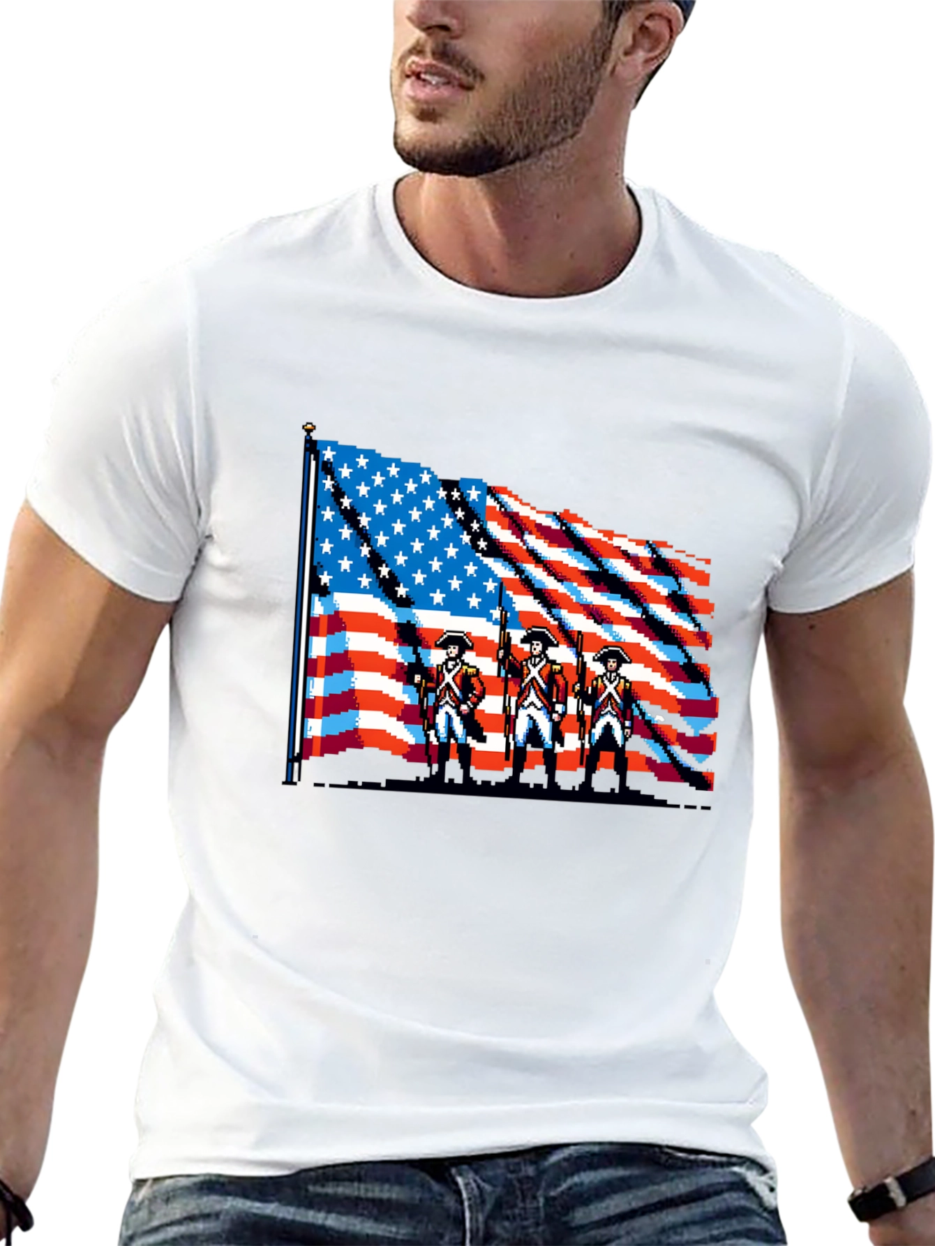 American Revolution 8-Bit Pixel Art Patriotic T-Shirt