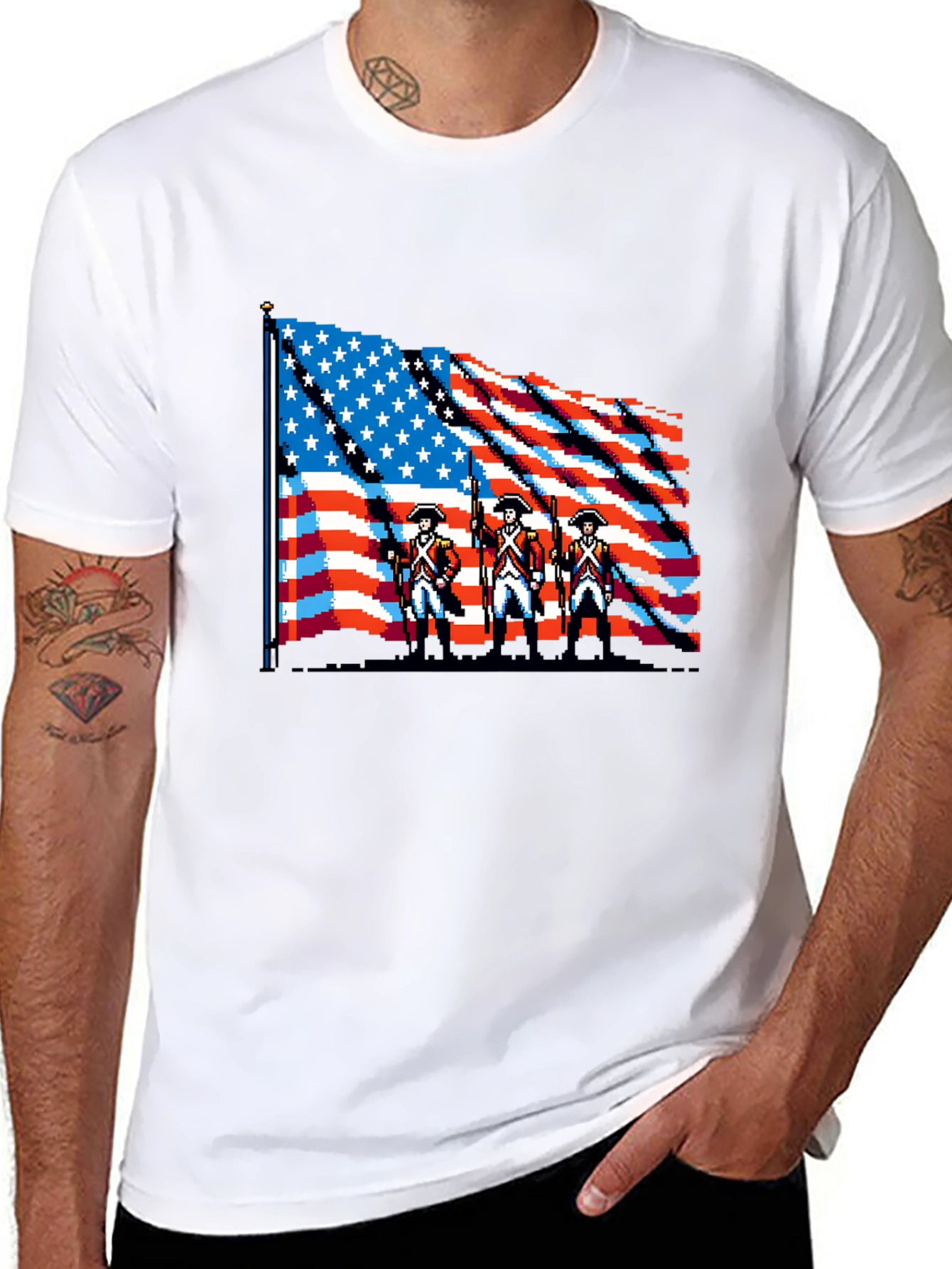 American Revolution 8-Bit Pixel Art Patriotic T-Shirt