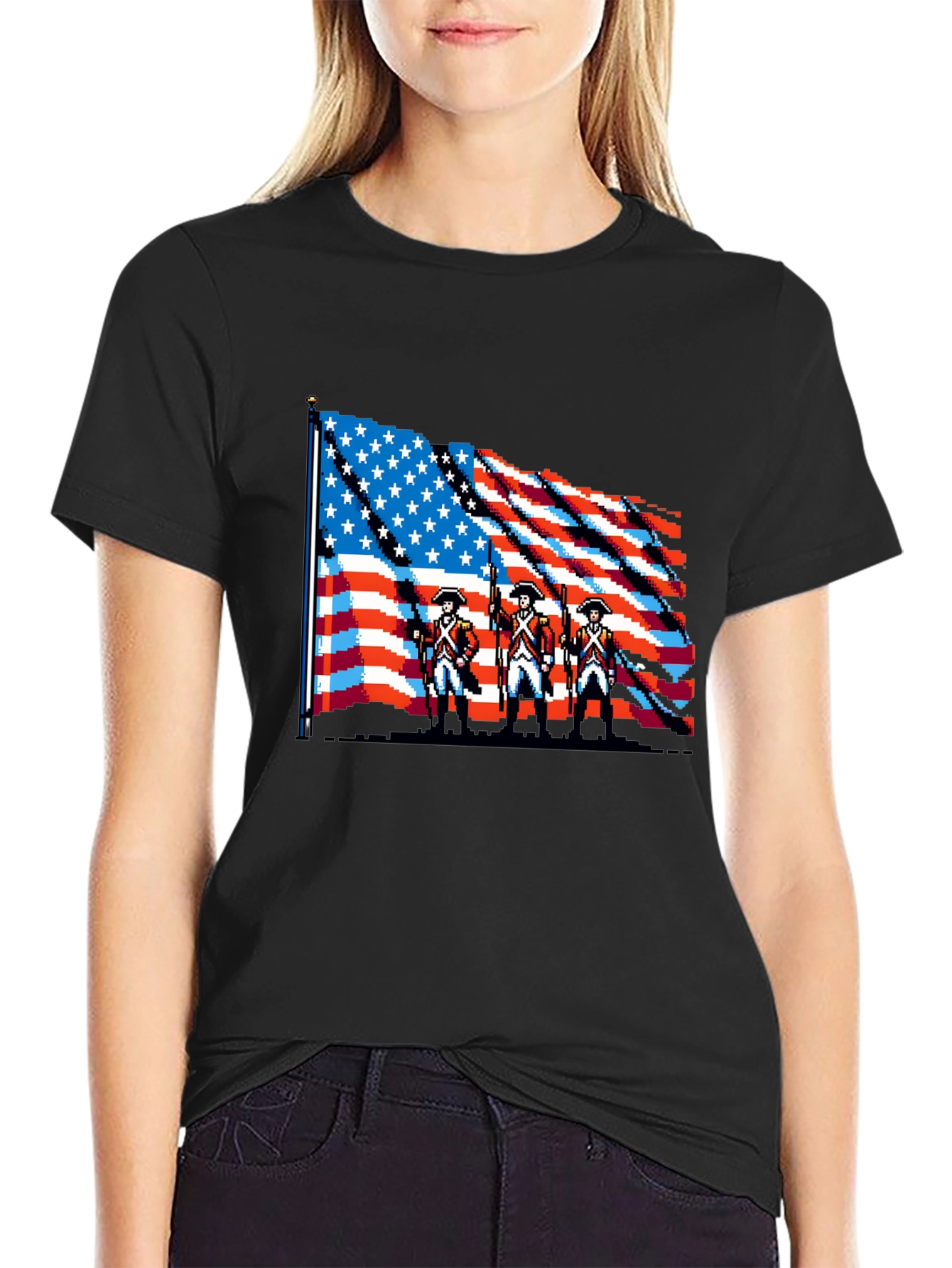 American Revolution 8-Bit Pixel Art Patriotic T-Shirt