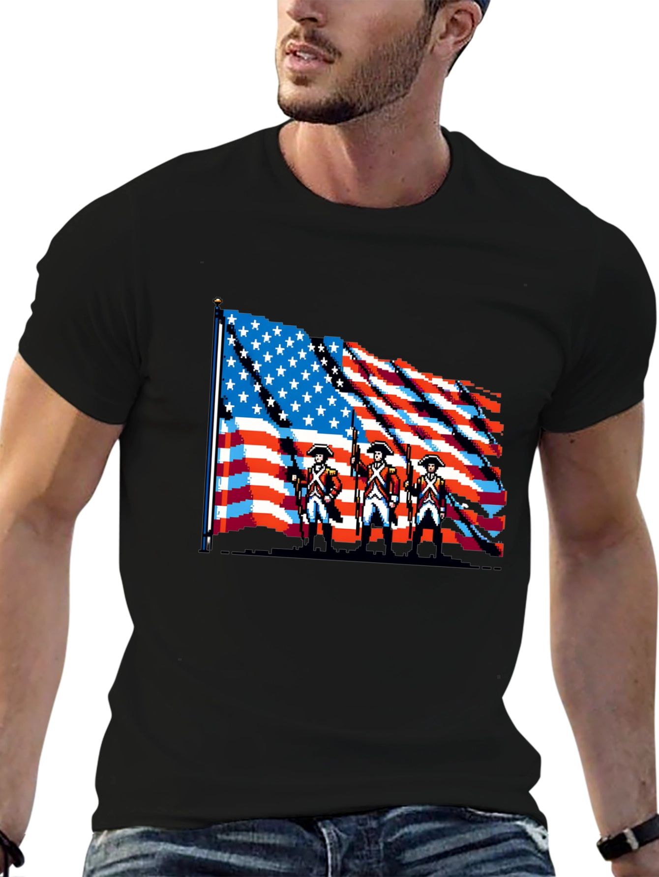 American Revolution 8-Bit Pixel Art Patriotic T-Shirt