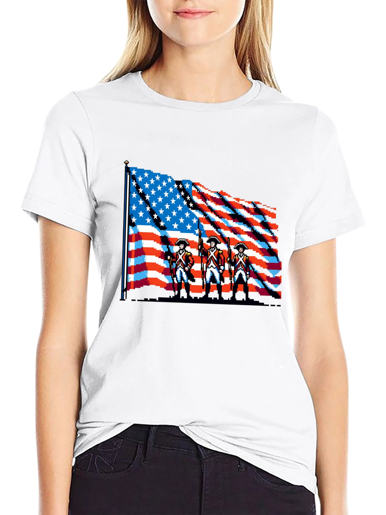 American Revolution 8-Bit Pixel Art Patriotic T-Shirt