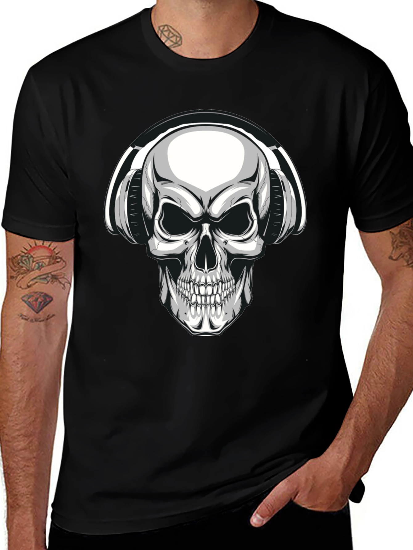 Skull Headphones Graphic Tee - Dark & Edgy