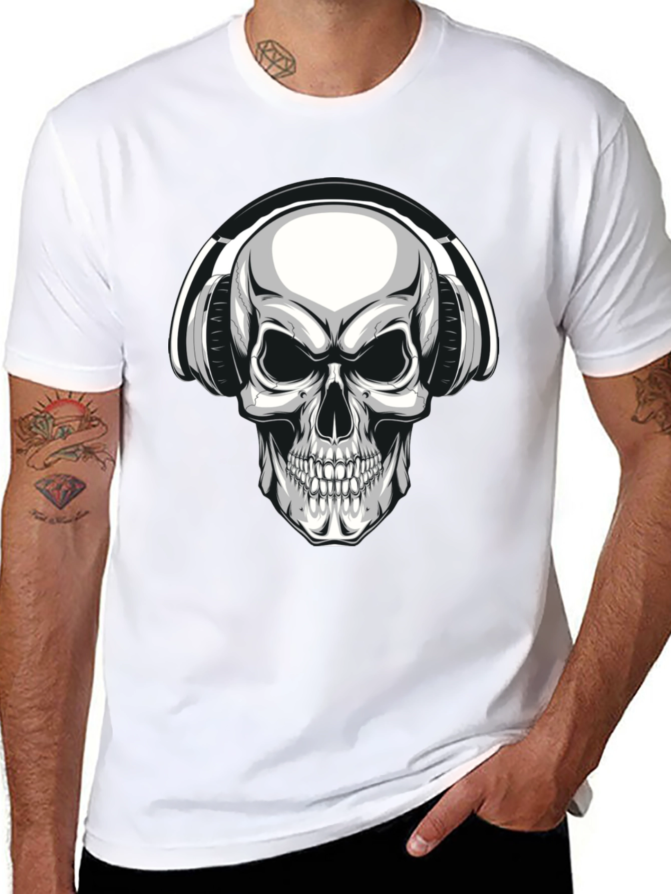 Skull Headphones Graphic Tee - Dark & Edgy