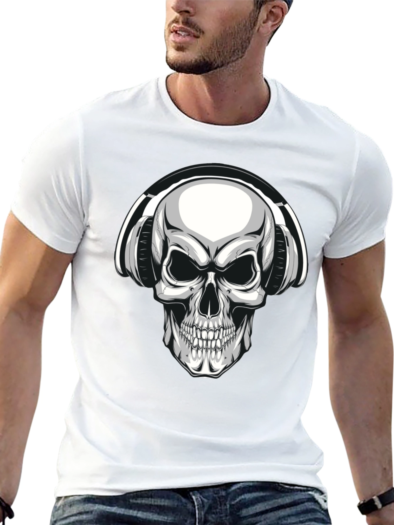 Skull Headphones Graphic Tee - Dark & Edgy