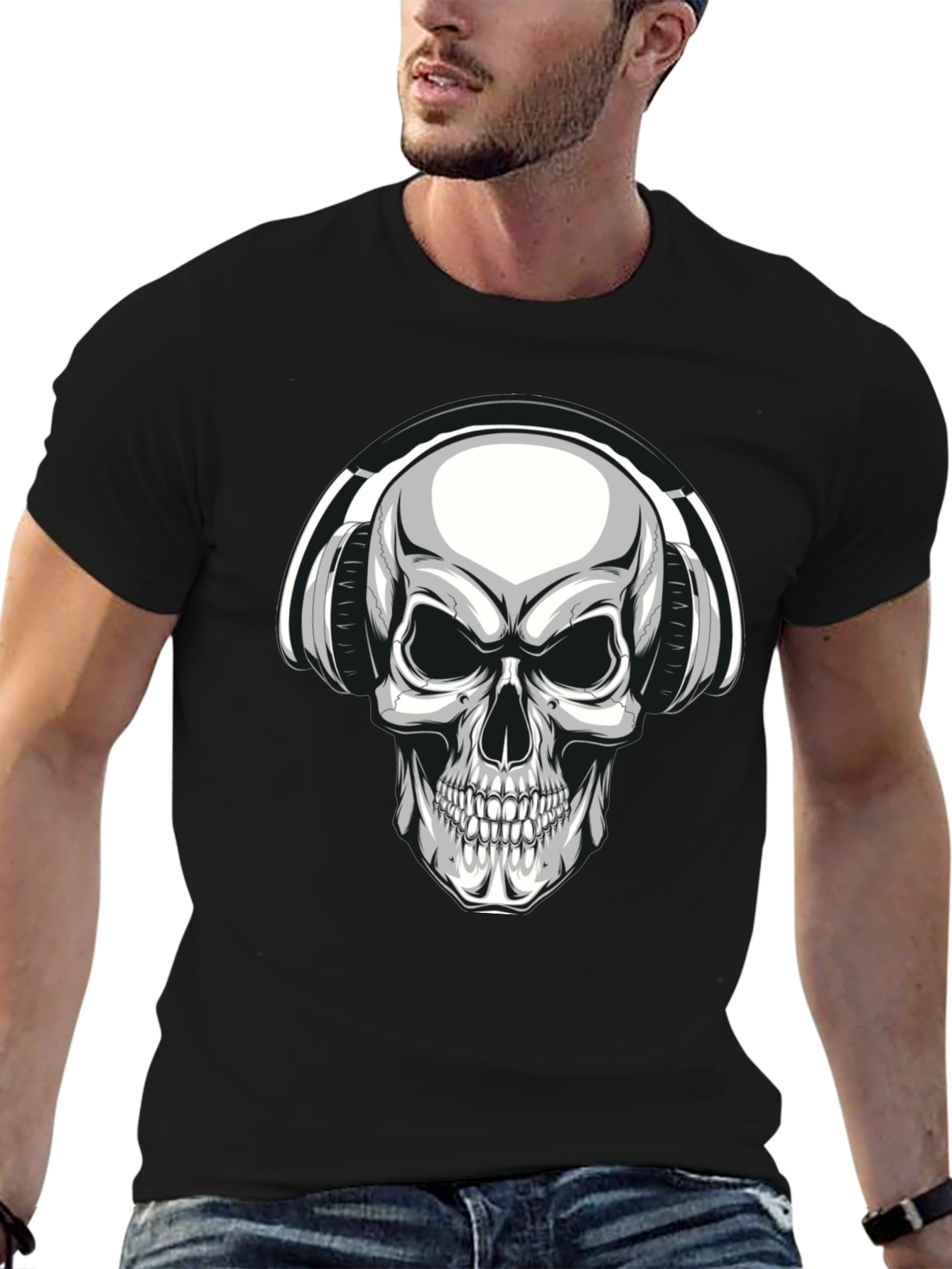 Skull Headphones Graphic Tee - Dark & Edgy