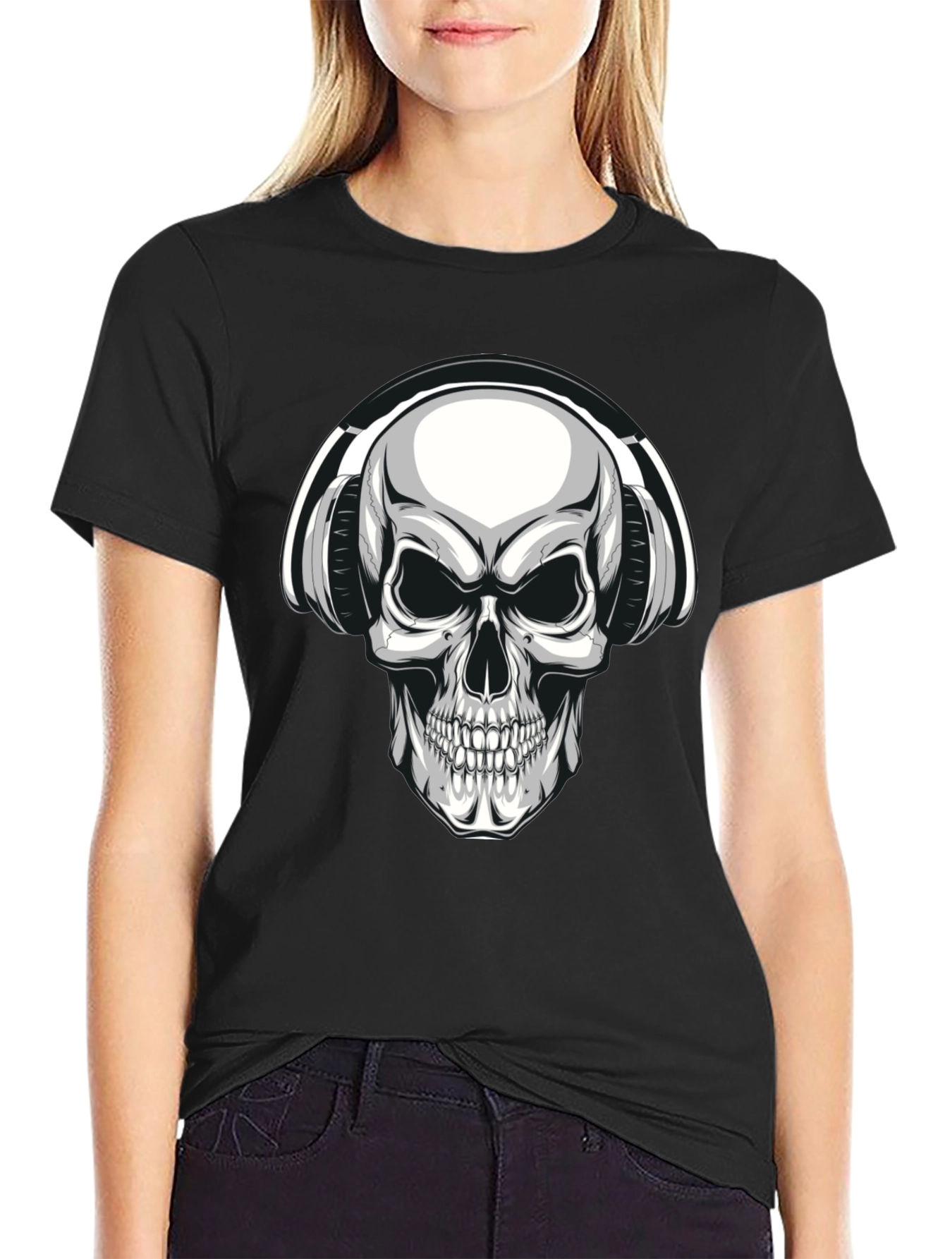 Skull Headphones Graphic Tee - Dark & Edgy