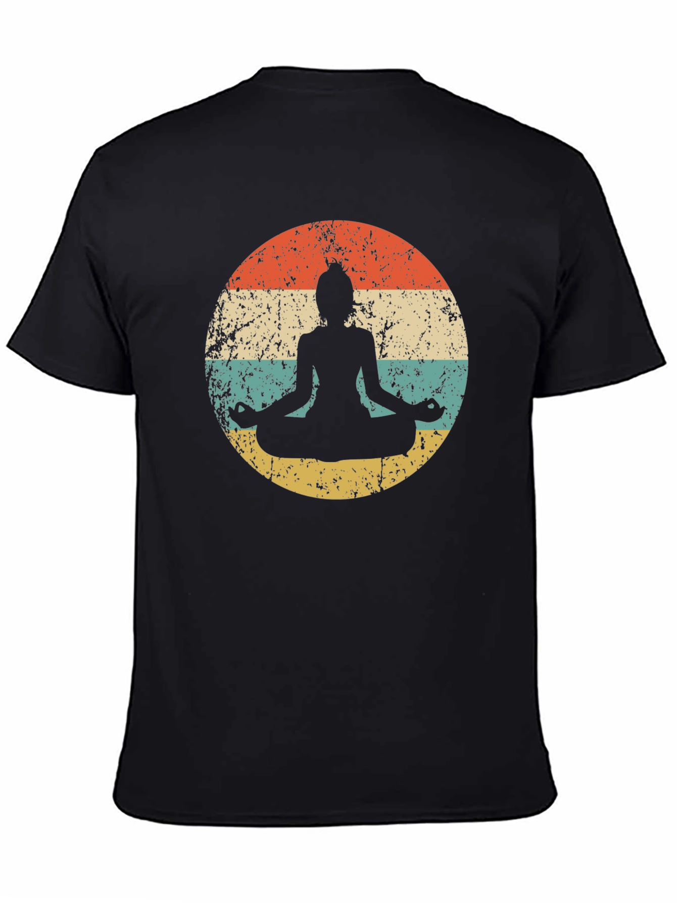 Retro Yoga Meditation T-Shirt - Distressed Design